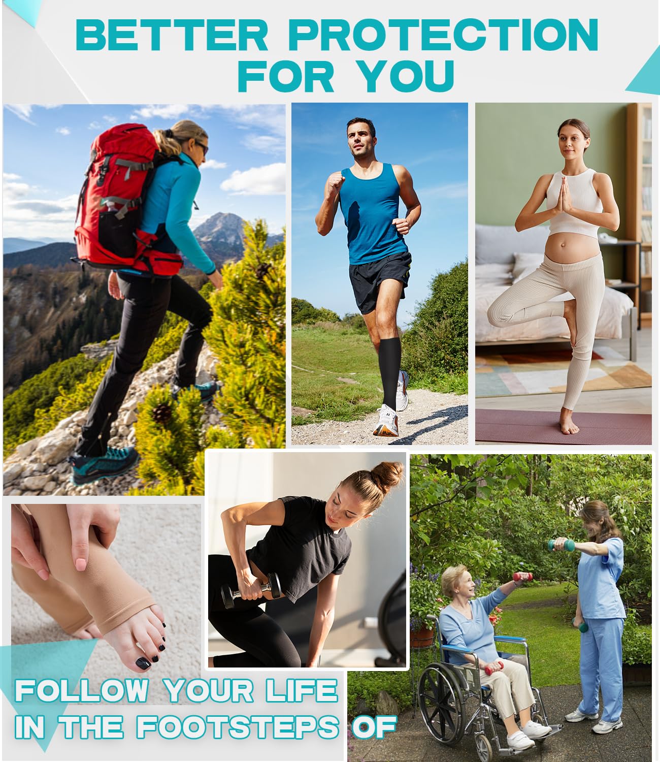 ACTINPUT Open Toe Compression Socks for Women & Men - 2 Pairs 15-20 mmHg Knee High Graduated Toeless Socks for Circulation, Running & Travel - Perfect for Nurses, Athletes & Long Flights