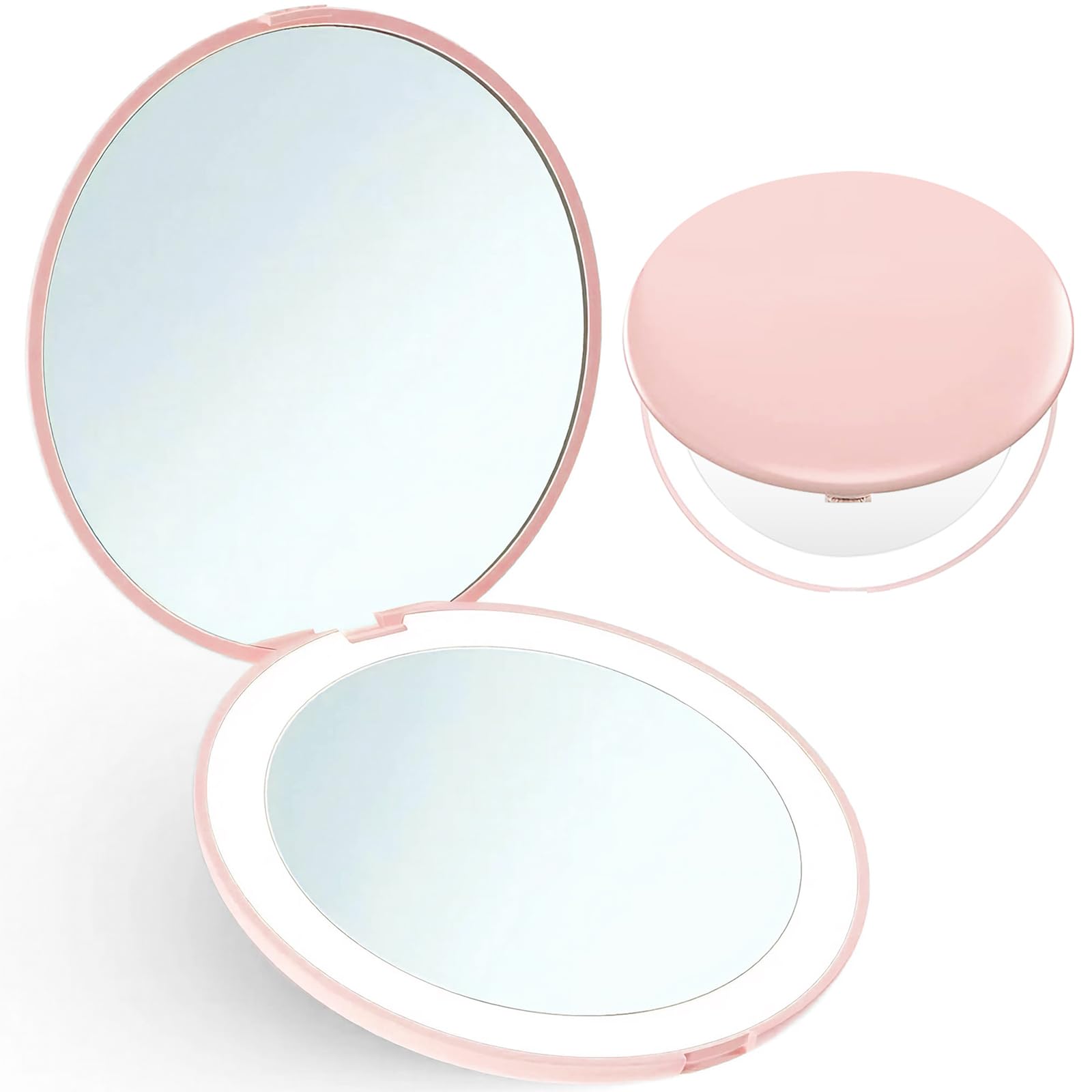 Giazee Compact Travel Makeup Mirror with LED Light - 1X/10X Magnifying Mirror, Portable Pocket Mirror for Handbag & Purse | Perfect for Home, Travel, and On-the-Go Touch Ups