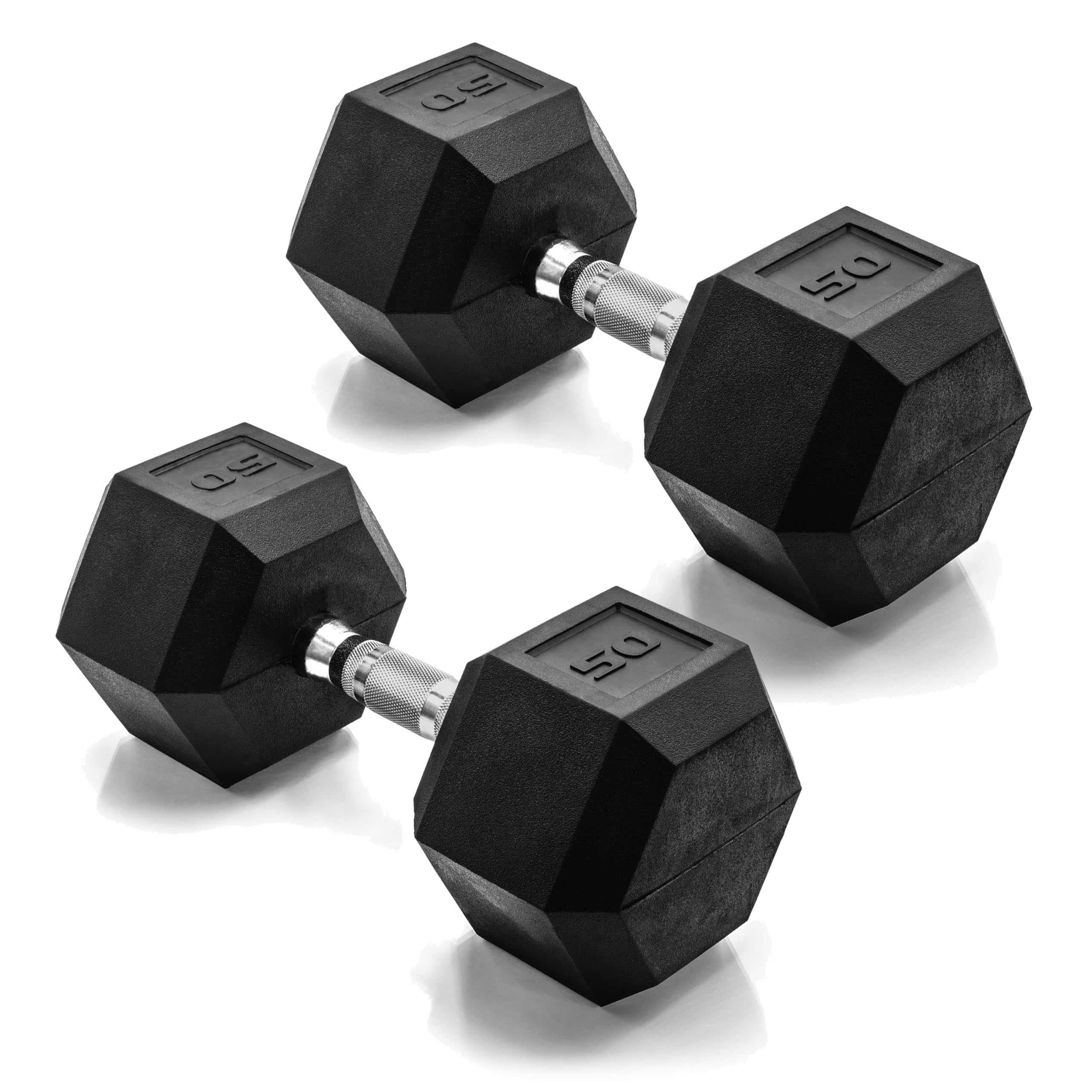 CAP Barbell Coated Dumbbell Set - 5-50lb Rubber Hex Weights for Home Gym & Strength Training | Multiple Size Options for Men & Women | Perfect for Weightlifting, CrossFit & Fitness Workouts