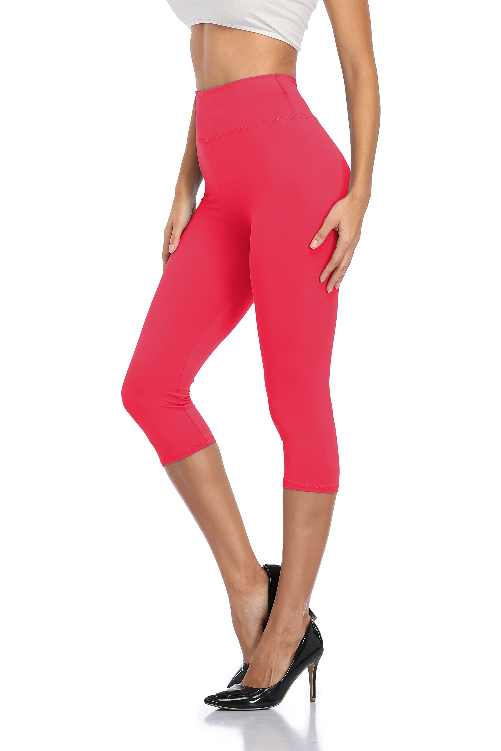 Women's High Waisted Capri Leggings - Plus Size Tummy Control Yoga Pants for Workout, Jogging & Lounge - Stretchy Comfortable Athletic Wear for Women