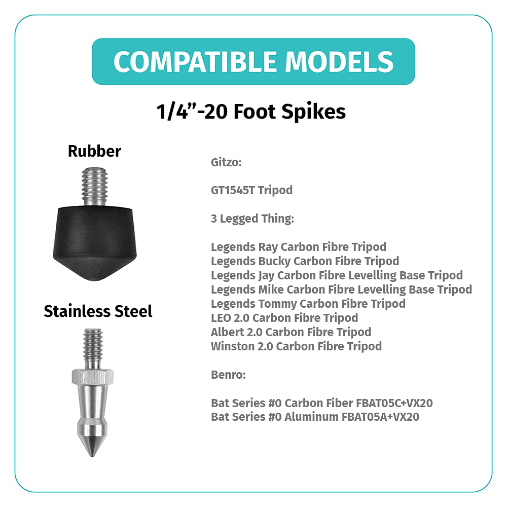 Foto&Tech 3-Piece Universal Anti-Slip Rubber Tripod Feet - Compatible with Benro, Gitzo, Induro, Kingjoy & Manfrotto Tripods - Secure Grip on Smooth & Uneven Surfaces - Perfect for Outdoor Photography, Studio Shoots & Travel Videography