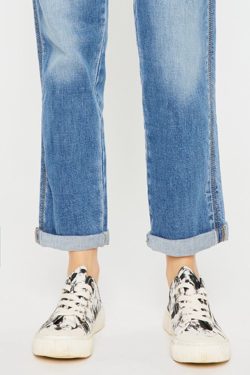 Isa Mid Rise Slim Boyfriend Jeans for Women - Comfortable Stretch Denim Pants for Casual Wear & Everyday Outfits