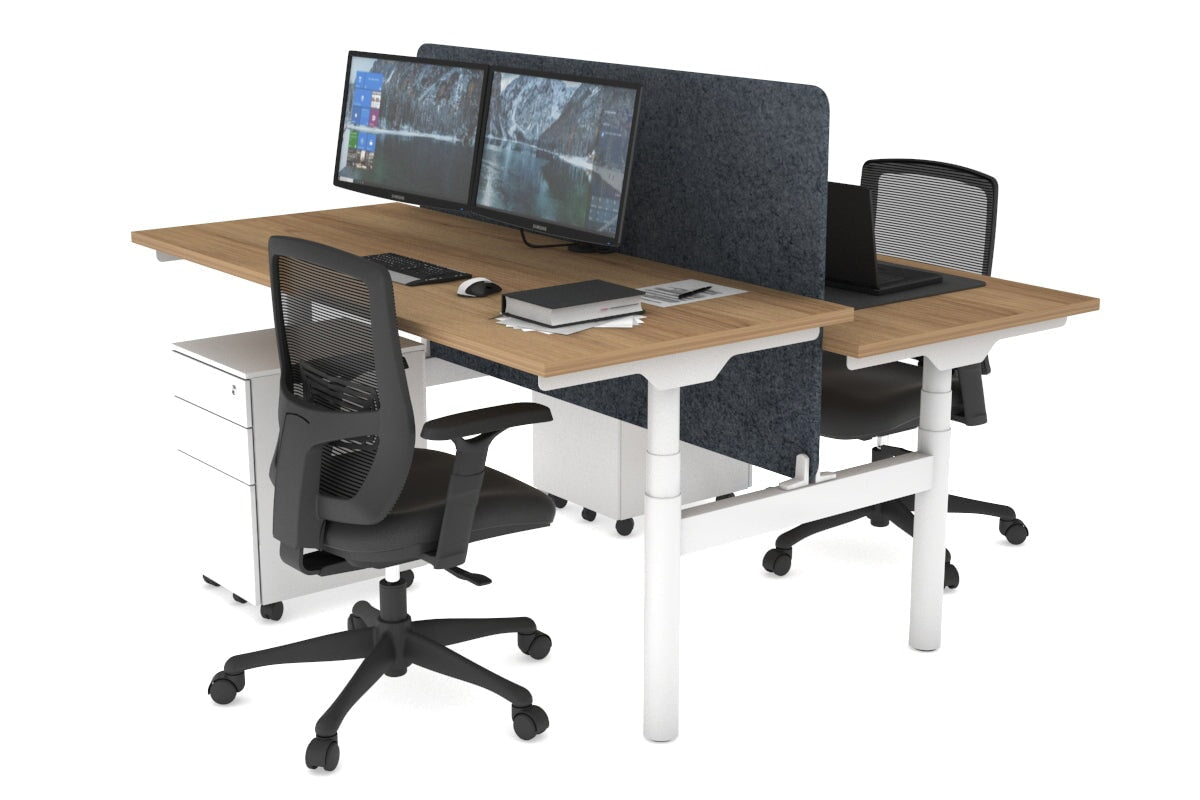 Flexi Premium Height Adjustable 2-Person H Bench Workstation - White Frame [1800L x 700W] - Ideal for Office, Home Workspace & Collaborative Environments