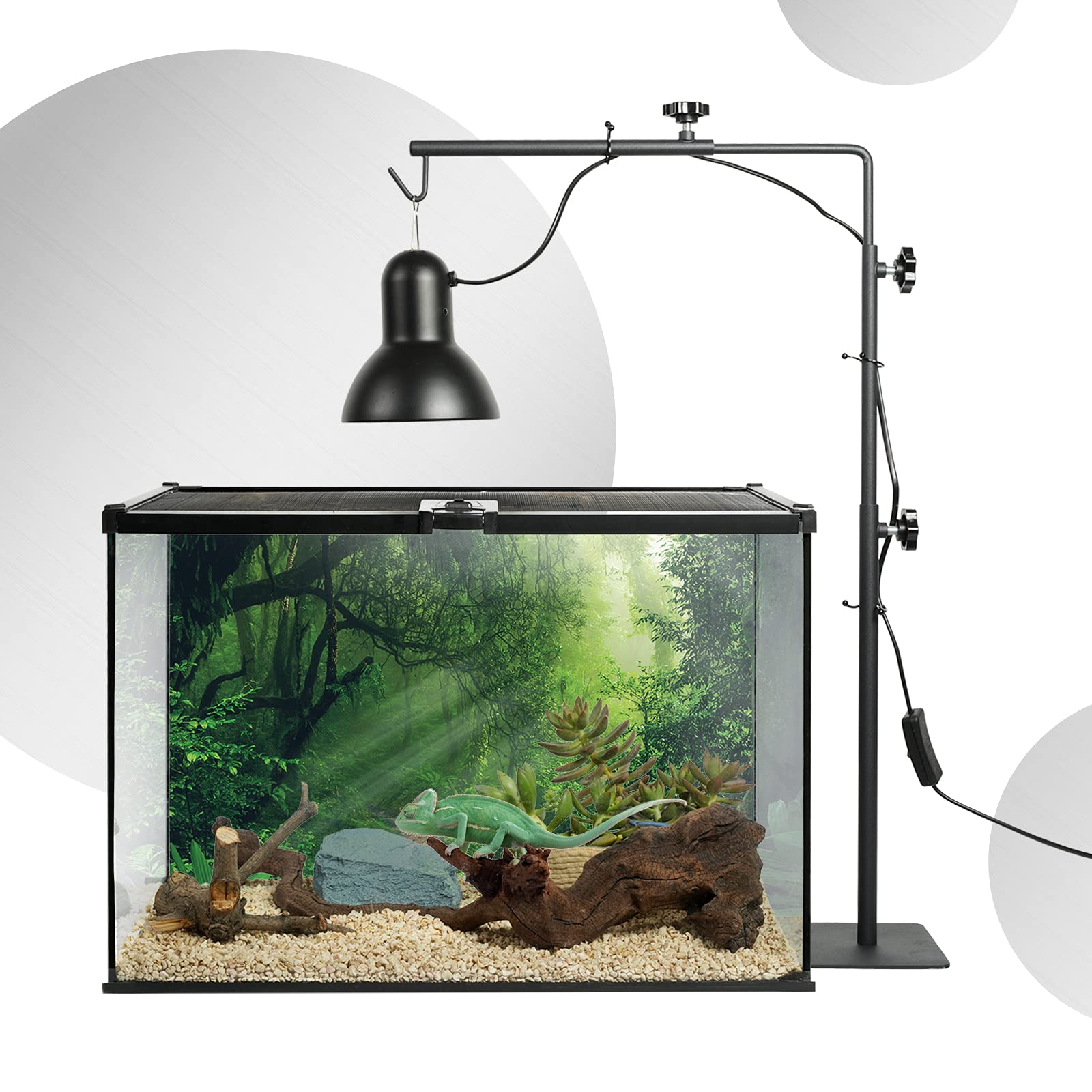 BETAZOOER Adjustable Reptile Lamp Stand - Metal Floor Light Holder Bracket for Reptile Terrarium Heating & UVB Lights - Perfect for Bearded Dragons, Snakes & Geckos Enclosures