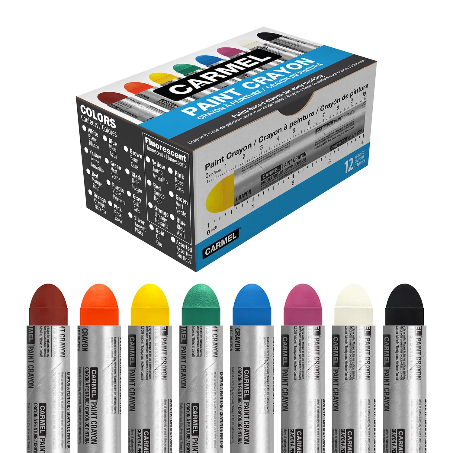 12-Pack Carmel Paint Crayons - Assorted Vibrant Colors for Kids Art Projects, Classroom Activities & DIY Crafts