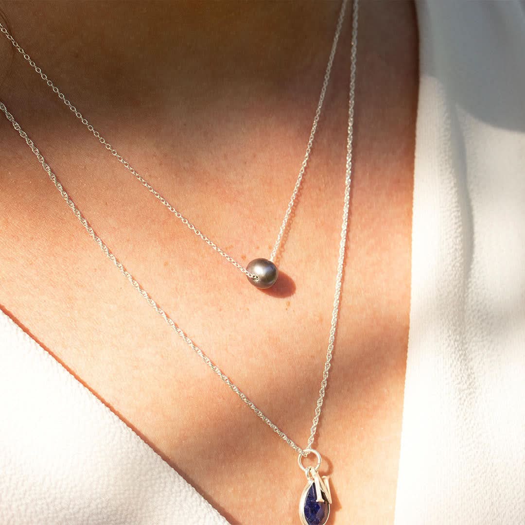 Elegant Grey & Silver Pearl Chain Necklace for Women - Perfect for Weddings, Parties & Everyday Wear
