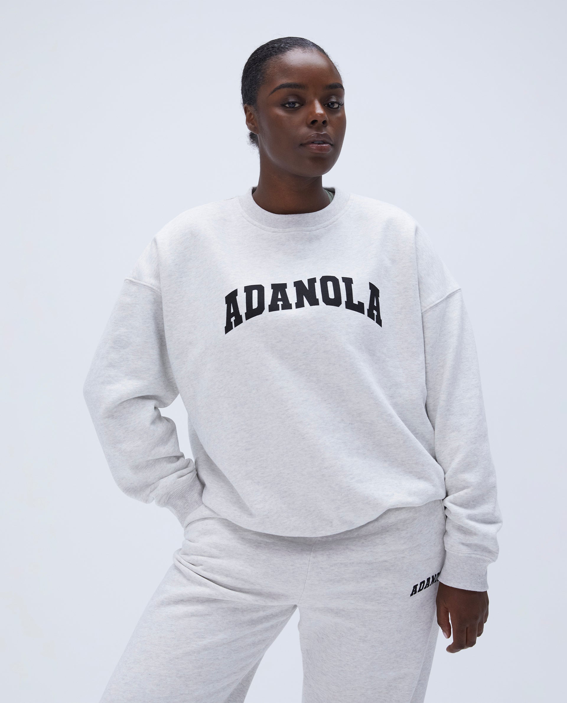 Varsity Oversized Sweatshirt - Light Grey Melange & Black | Cozy Pullover Hoodie for Men & Women | Perfect for Casual Wear, College Outfits & Street Style Fashion