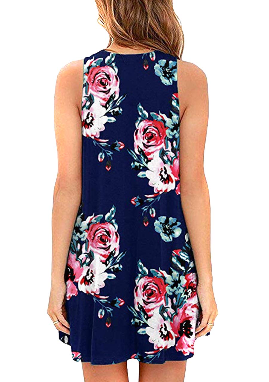 OMZIN Women's Sleeveless Swing Dress - Flared Tank Mini Dress with Pockets for Summer | Casual Beach Wear, Vacation Outfits, Party Dresses & Everyday Comfort