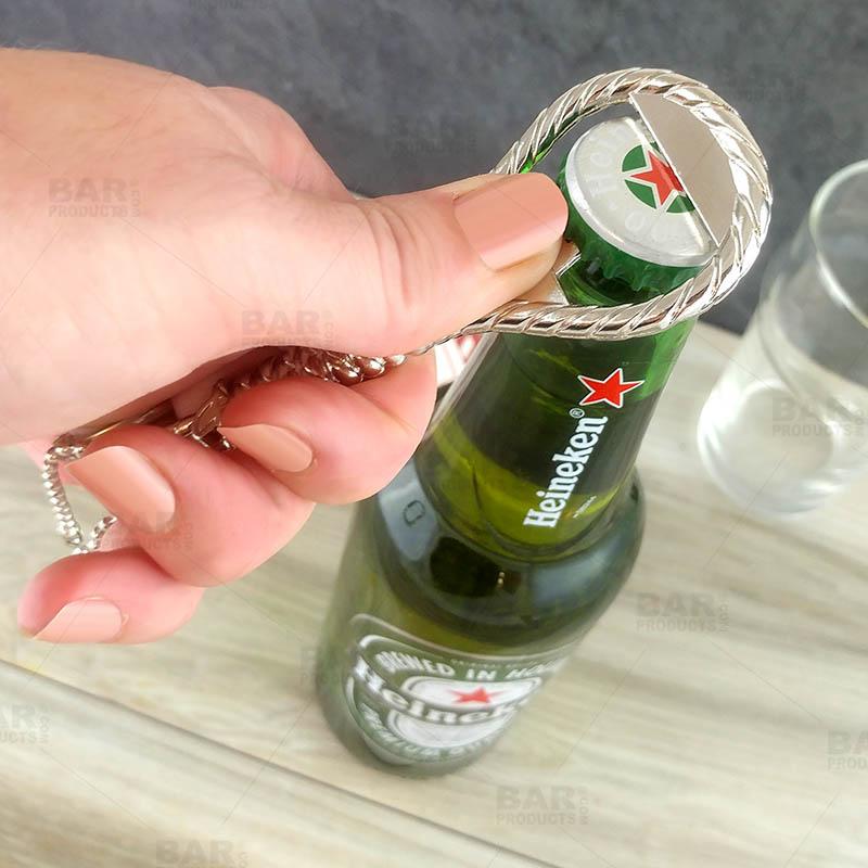 BarConic® Rope Themed Bottle Opener - Silver | Vintage Style Metal Bottle Opener with Rope Design | Perfect for Home Bars, Beach Parties & Outdoor Adventures
