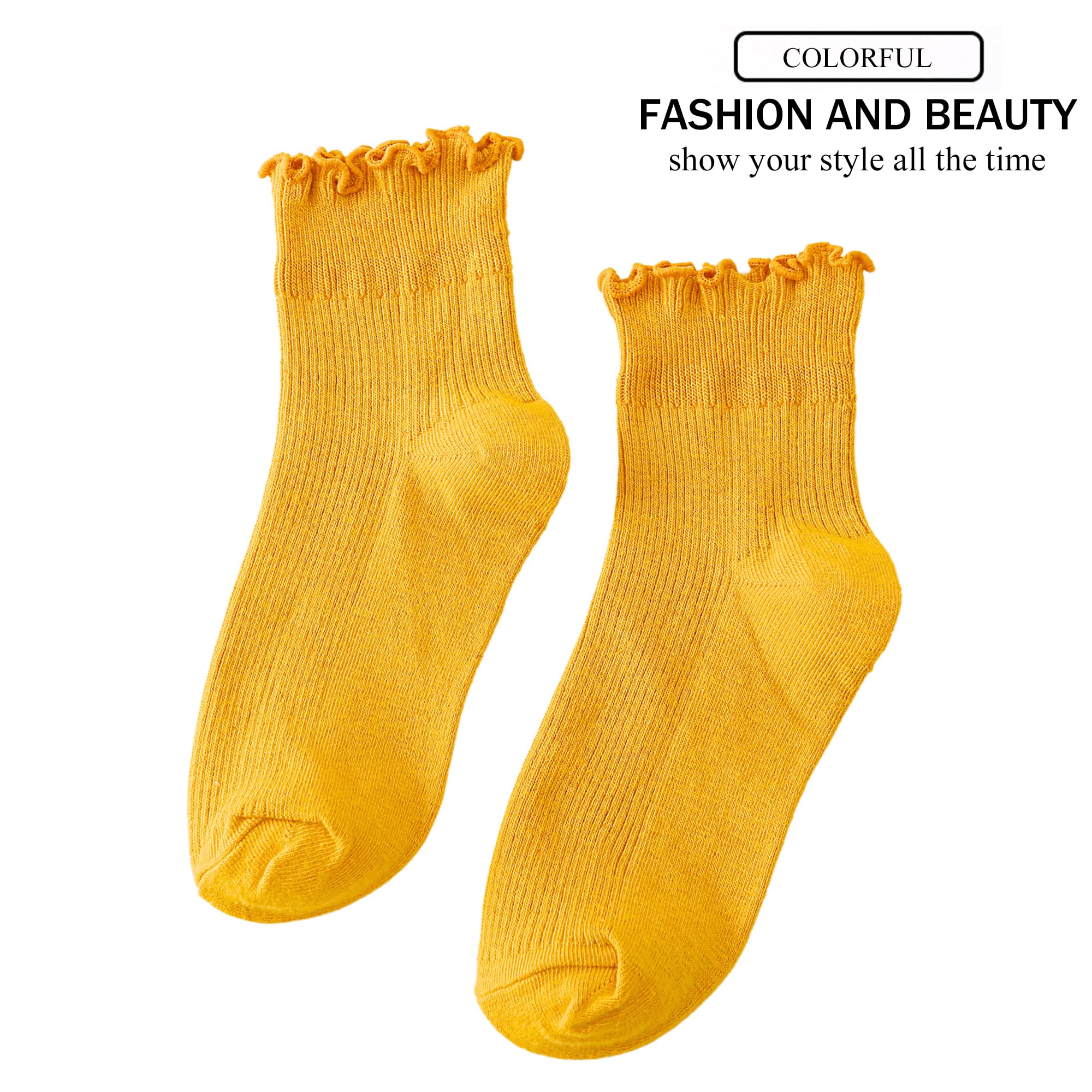 Women's Ruffle Lettuce Ankle Socks - Soft Cotton Crew Socks for Casual & Athletic Wear