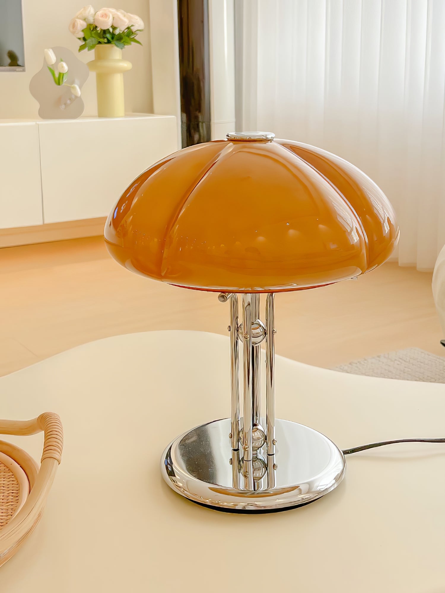 Modern Mushroom Bauhaus Table Lamp - Minimalist Design for Bedroom, Living Room & Office - Warm White LED Light for Cozy Ambience