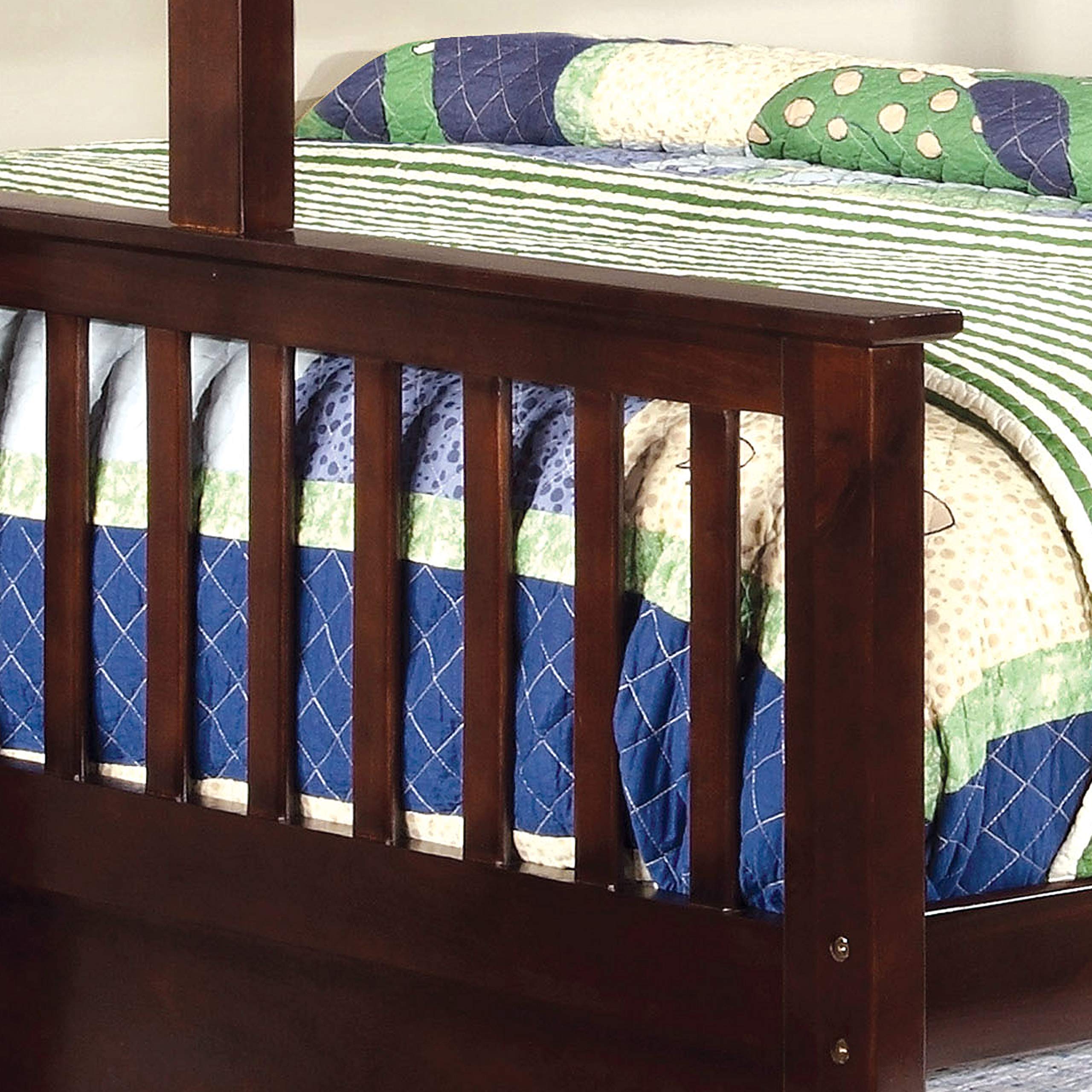 Furniture of America Pammy Twin over Queen Bunk Bed in Espresso Finish - Space-Saving Kids Bedroom Furniture for Small Rooms & Shared Spaces