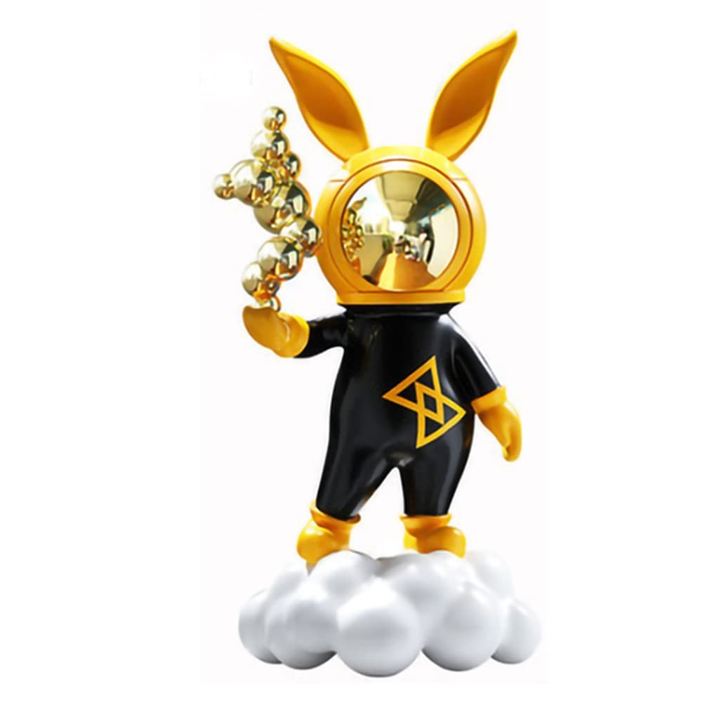 Large Cartoon Rabbit Resin Statue - Handmade Home Decor Sculpture for Living Room, Garden & Office (Black) | Unique Floor Ornament & Gift Idea
