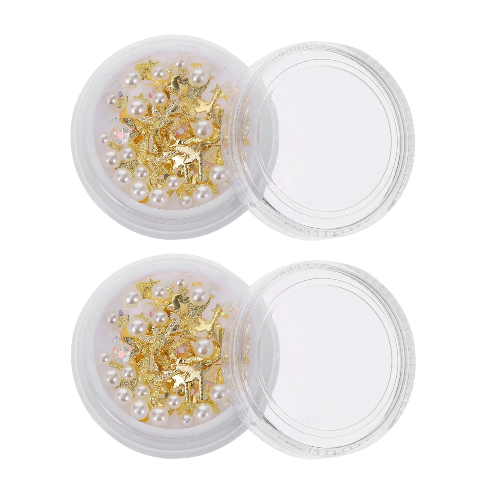 FRCOLOR 2 Box Nail Art Butterfly Pearl - Creative Nail Decorations with Delicate Butterflies & Pearls for DIY Manicure, Wedding, Party Nail Designs