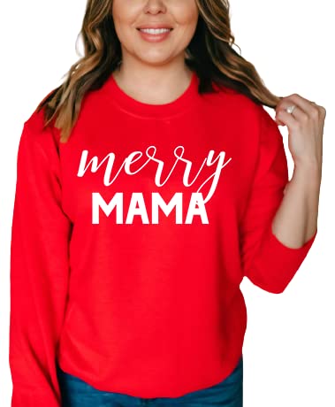 Merry Mama Christmas Sweater for Women - Cozy Holiday Pullover (Size L) - Perfect for Family Gatherings & Festive Parties