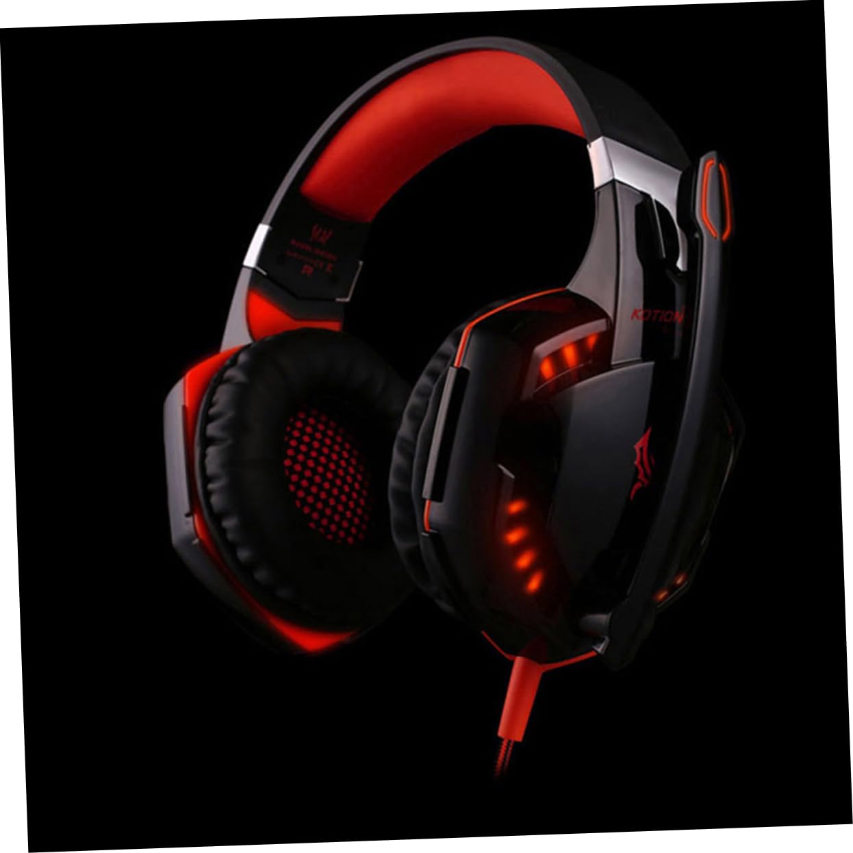 Best Gaming Headphones with Noise-Canceling Mic - Comfortable Over-Ear LED Headset for PC, PS5, Xbox (Black/Red) - Perfect for Streaming, Esports & Late-Night Gaming Sessions