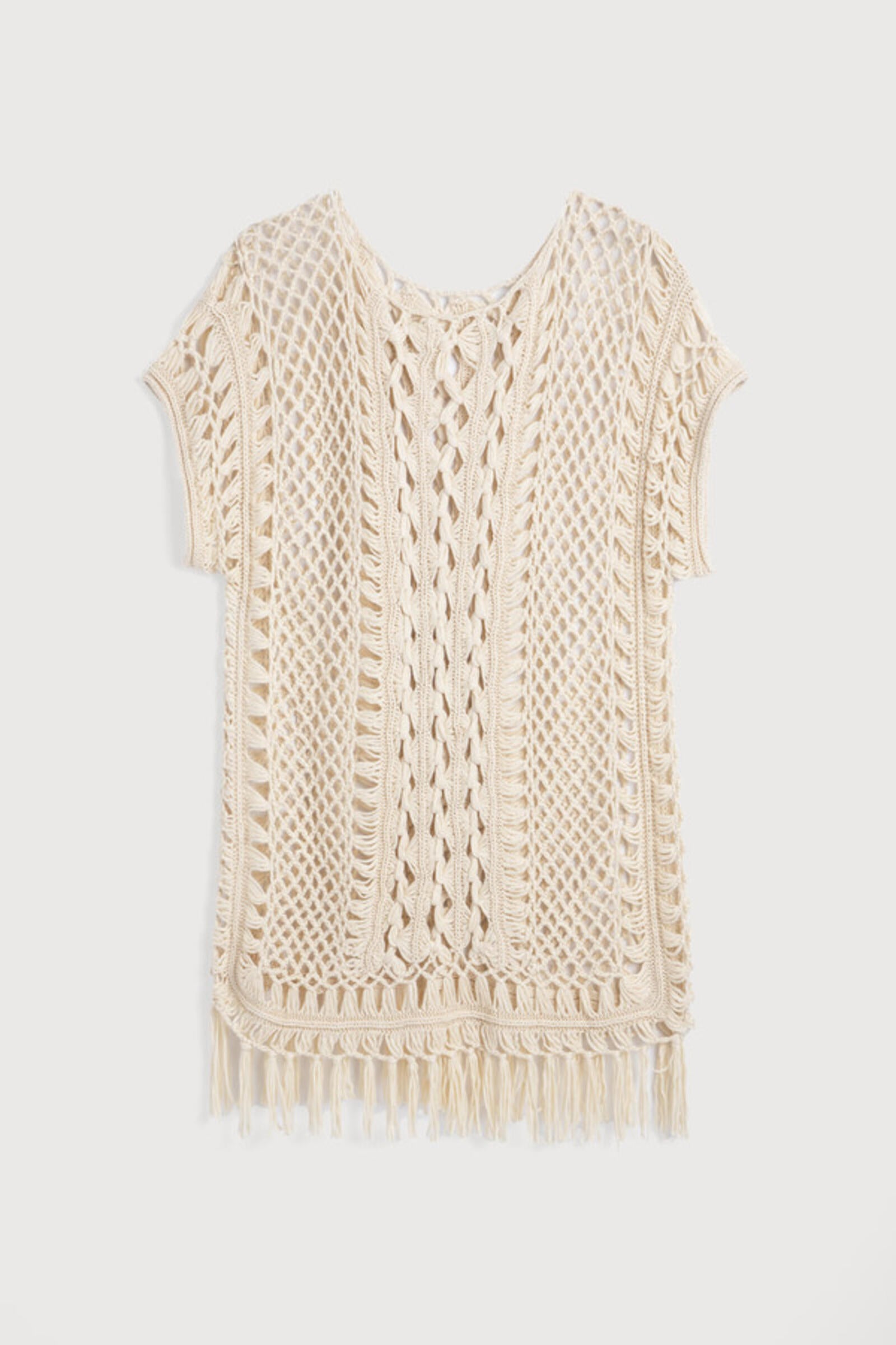 Bohemian Crochet Fringed Tunic Top for Women | Summer Beach Cover Up | Festival Outfit | Breezy Vacation Wear | Perfect for Beach, Pool, and Music Festivals