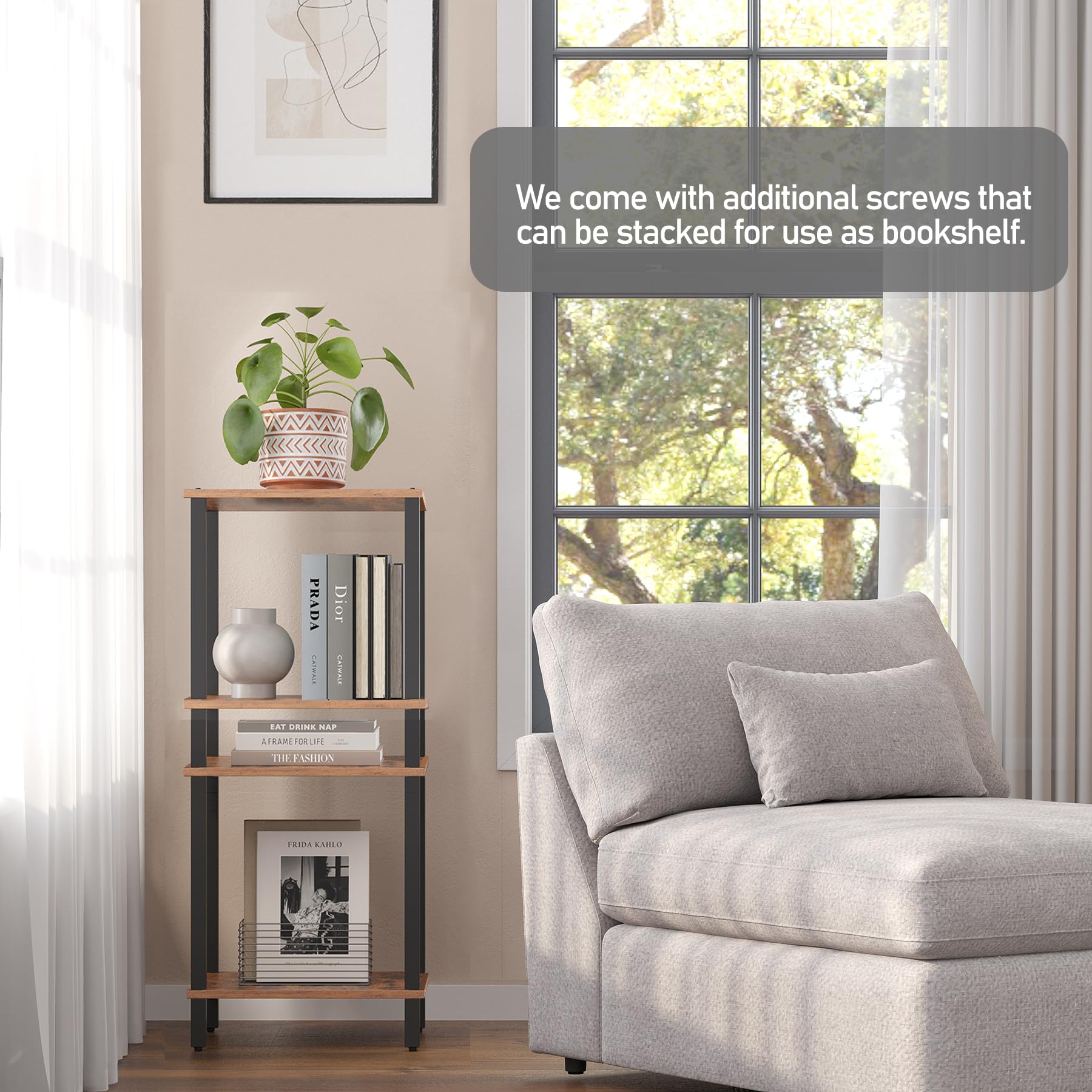 TUTOTAK 2-Tier End Table with Storage Shelf - Compact Side Table & Nightstand for Small Spaces - Perfect for Living Room, Bedroom, Dorm (Model TB01BB034) - Ideal for Holding Lamps, Books, and Bedside Essentials