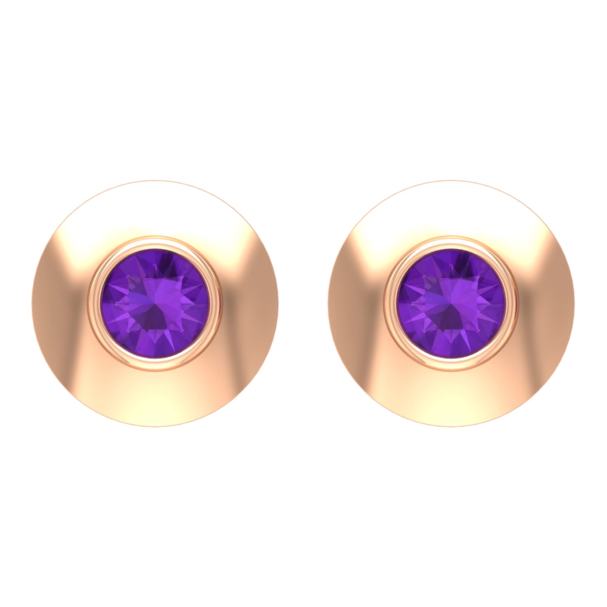 1/4 CT Amethyst Solitaire Stud Earrings for Women - 14K Solid Gold Bezel Set February Birthstone Jewelry - Perfect for Gifts, Daily Wear & Special Occasions