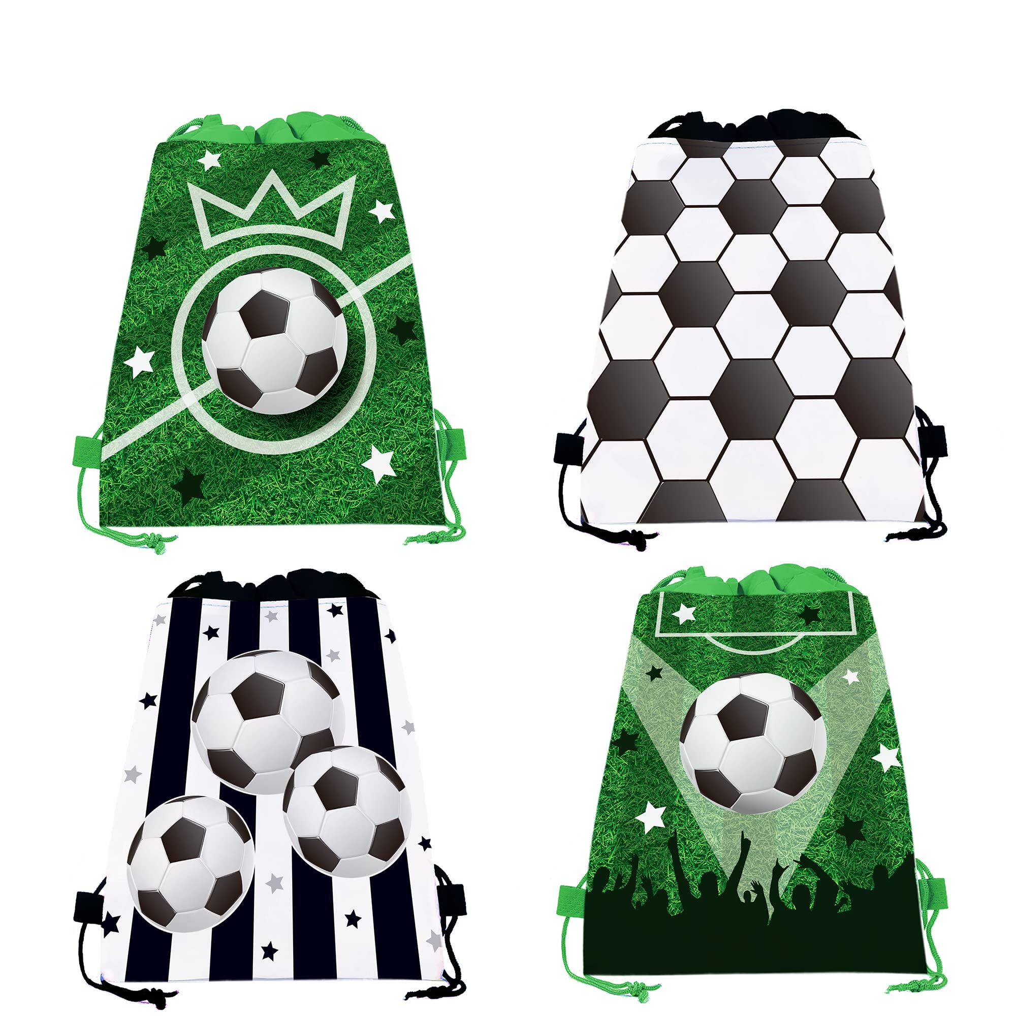 12 Pack Soccer Party Favor Bags - Colorful Drawstring Gift Bags for Soccer Sports Party Decorations, Football Goodie Bags & Team Celebration Supplies - Perfect for Birthday Parties, Team Events & Game Day Snacks