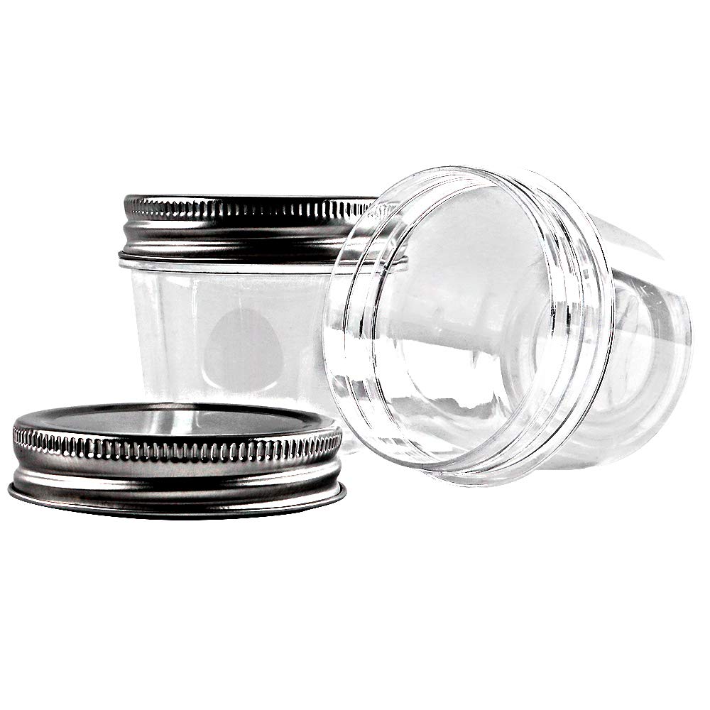 Novelinks 4oz Clear Plastic Jars with Screw-On Lids - 40 Pack BPA-Free Refillable Round Containers for Slime, Spices, Crafts & Kitchen Storage - Perfect for DIY, Organizing & Household Use