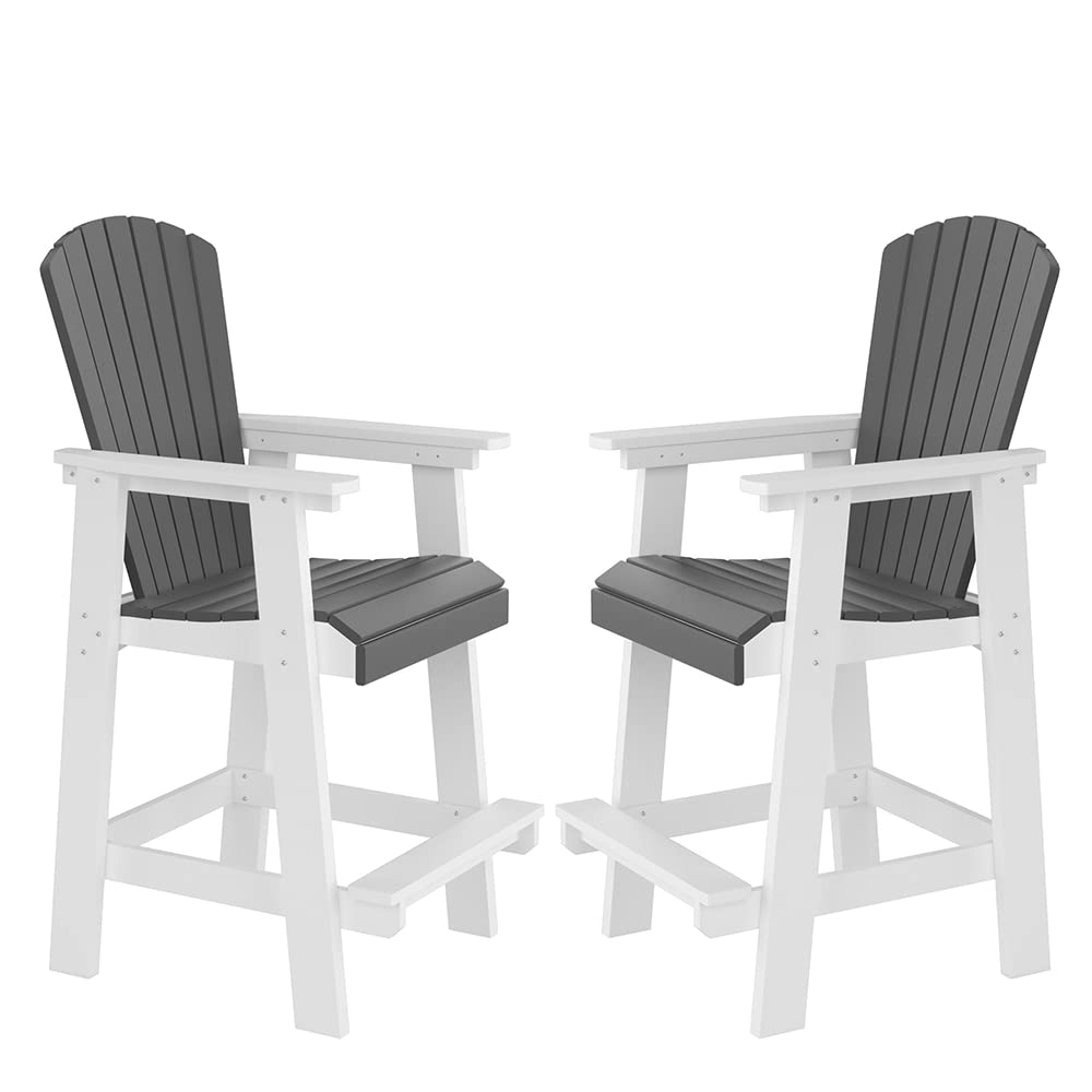 WILLIAMSPACE 2-Piece Patio Bar Stool Set - All-Weather Counter Height Bar Chairs with Back Support for Outdoor & Indoor Use - Perfect for Poolside, Garden, Kitchen, Bar, Deck and Patio Furniture