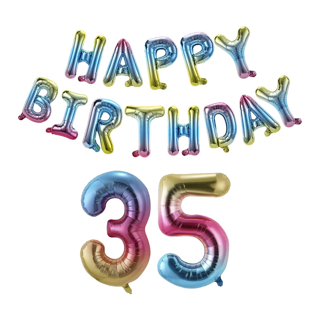 40 Inch Happy Birthday Number 35 Banner Balloons - Rainbow Gradient Foil Balloon Letters for 35th Birthday Party Decorations (Men & Women) - Perfect for Anniversary Celebrations, Graduations & Special Events