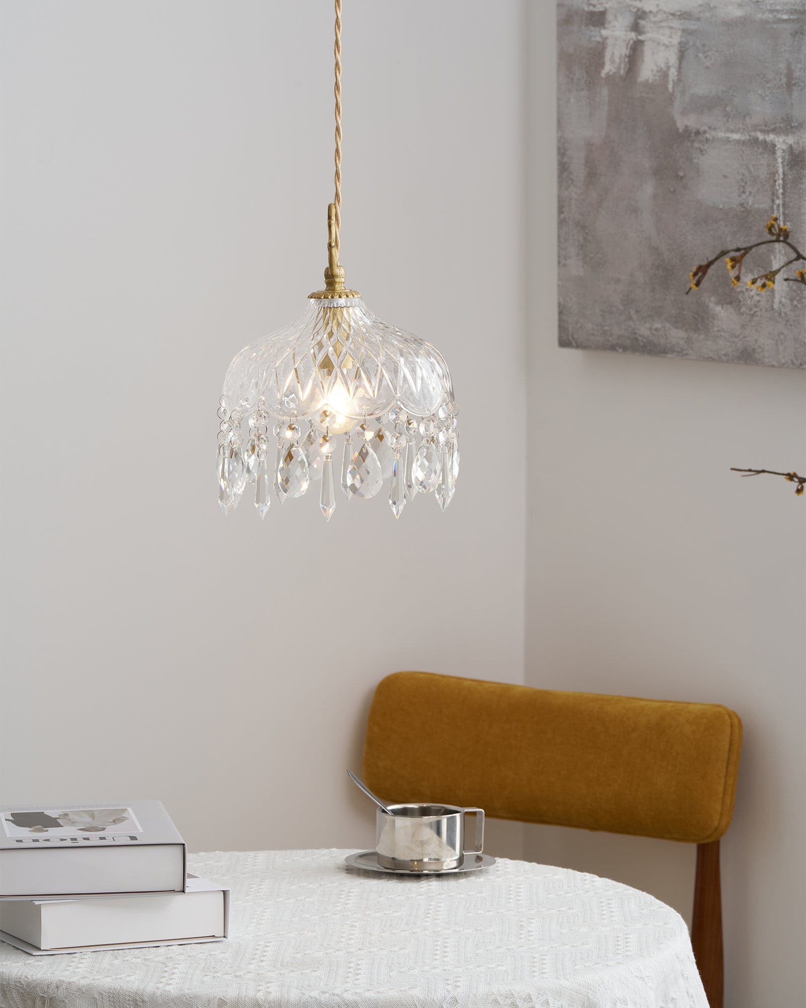 Modern Bowl Shade Pendant Lamp - Stylish Hanging Light Fixture for Kitchen Island, Dining Room & Bedroom Decor - Adjustable LED Ceiling Light with Wooden Accents