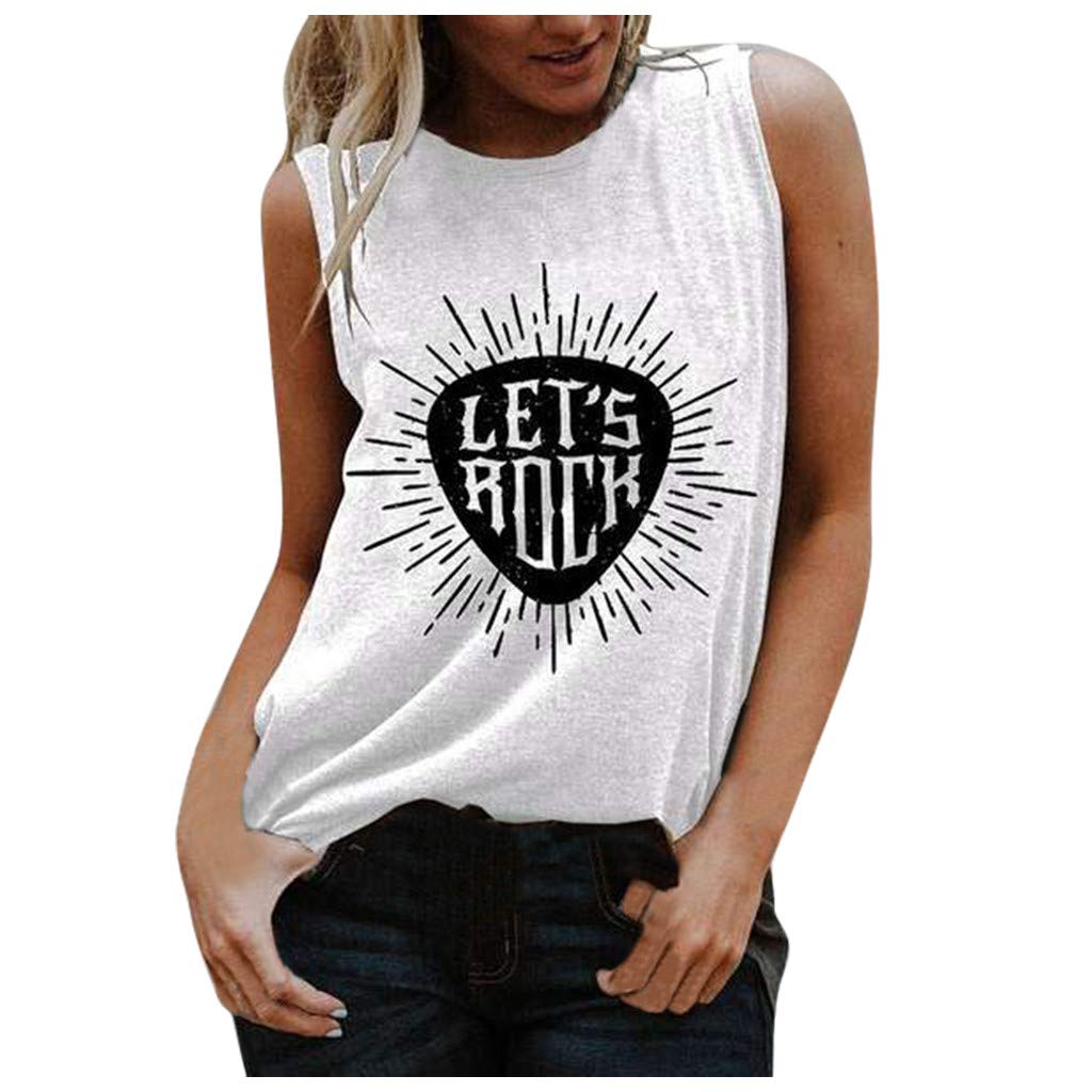 Women's Casual Sleeveless Letter Graphic Tank Top - Summer Fashion Printed Blouse for Women (White, XL) | Perfect for Beach Outings, Music Festivals & Summer Vacations