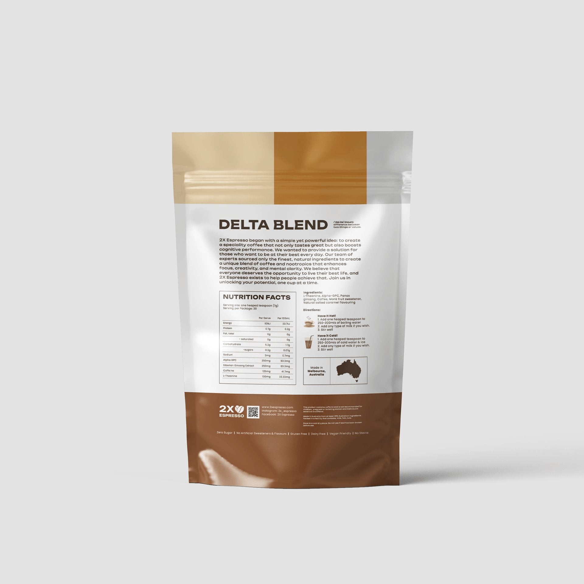 2X Espresso Delta Blend Performance Coffee - Premium Energy Boost for Workouts & Focus | Perfect for Athletes, Students & Professionals