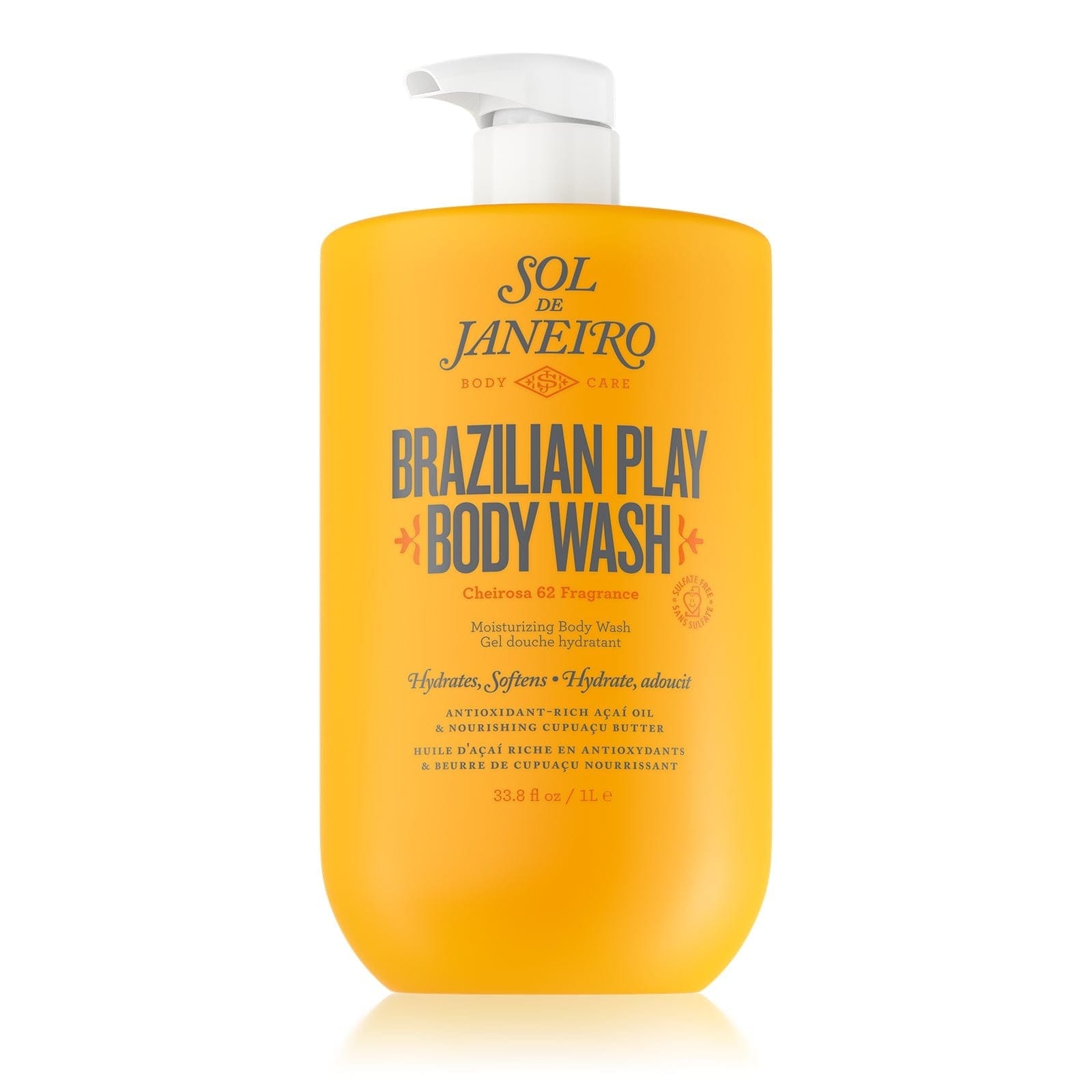 Brazilian Play Moisturizing Shower Cream Gel - 33.8oz (1 Liter) Hydrating Body Wash for Soft, Smooth Skin | Perfect for Dry Skin & Daily Shower Routine