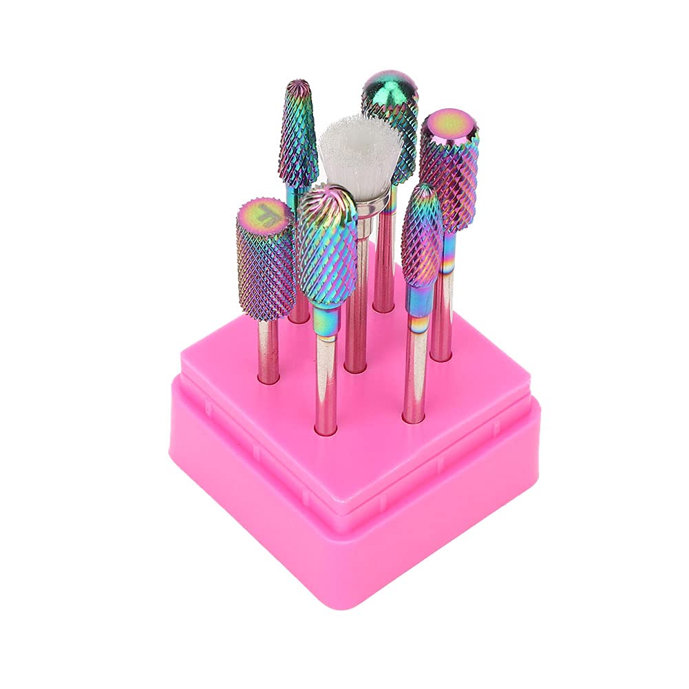 Safe & Wearable Nail Grinding Head Set - Durable Tungsten Steel Manicure Tools for Home & Salon Use | Perfect for Nail Art, Acrylics & Gel Extensions (Color-Plated)