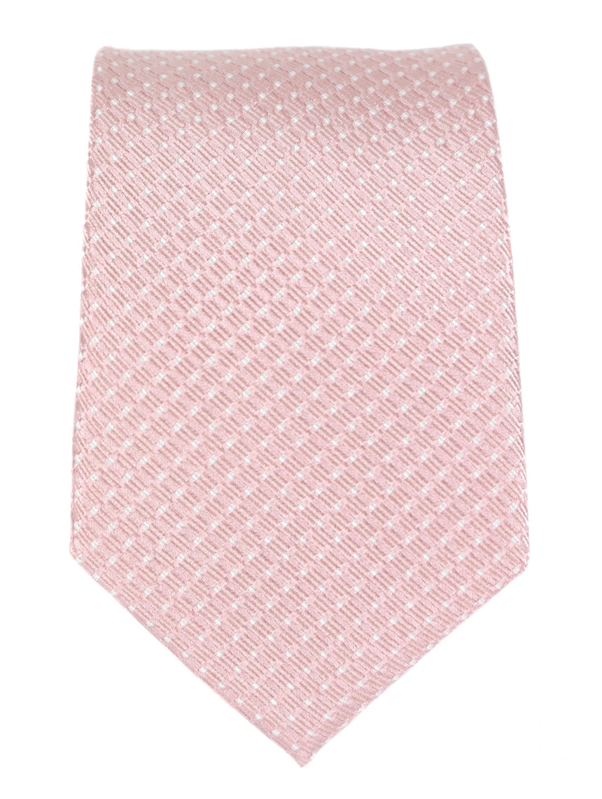 DÉCLIC Classic Textured Spot Tie - Dusky Pink Necktie for Men | Elegant Silk Tie for Business, Weddings & Formal Occasions
