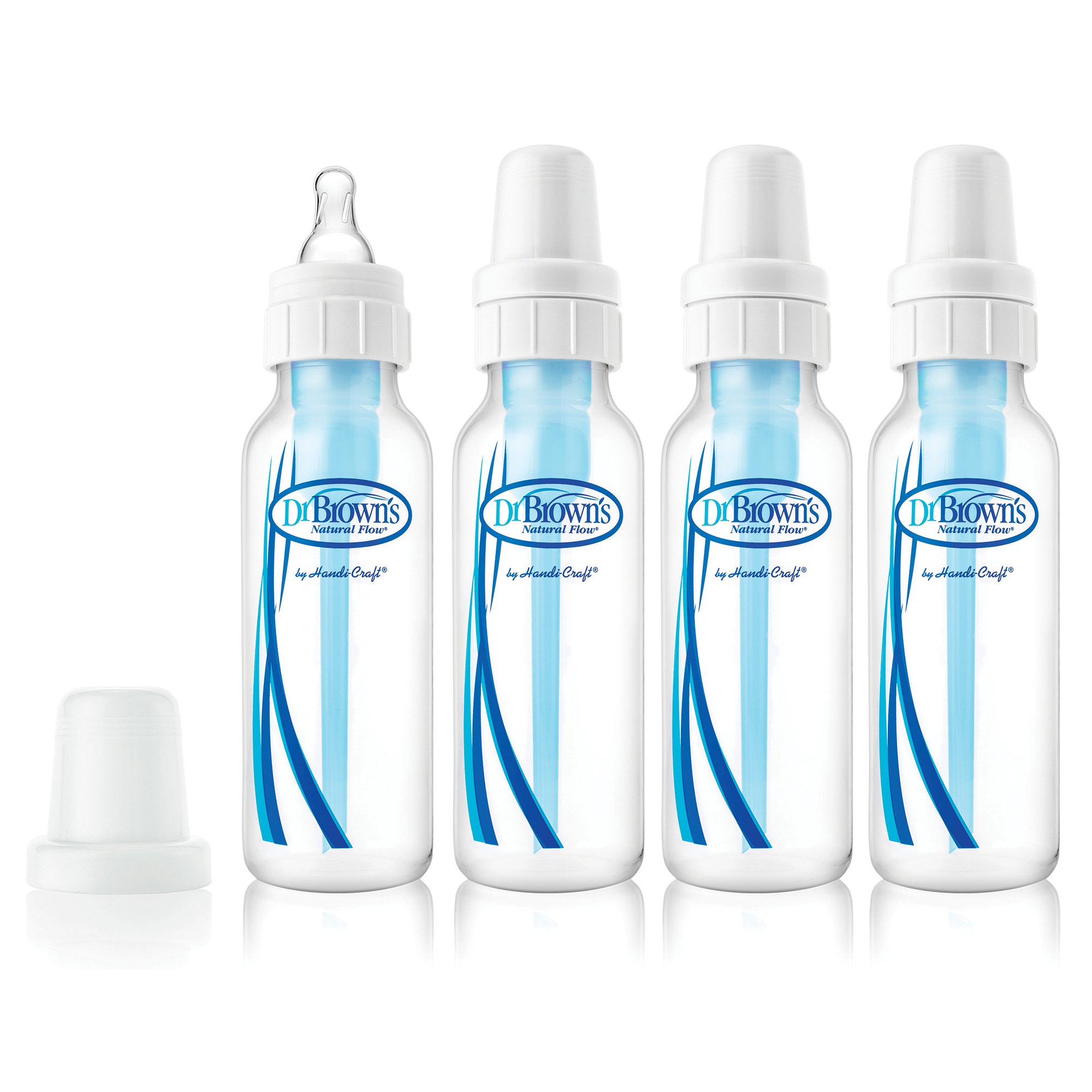 Dr. Brown's Standard Baby Bottles - 8-Ounce (4 Pack) | BPA-Free Anti-Colic Bottles for Newborns & Infants | Perfect for Breastfeeding, Formula Feeding & On-the-Go Use