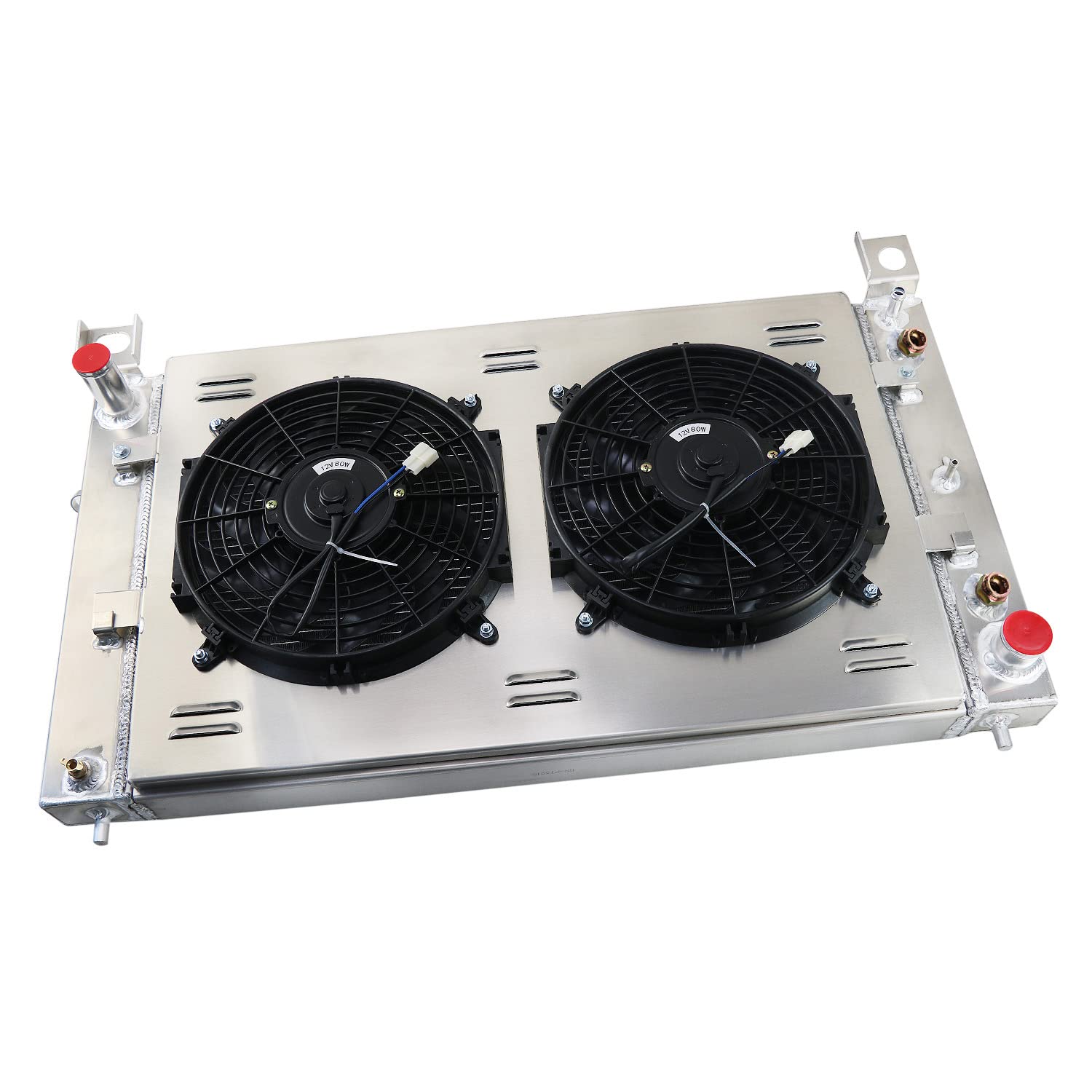 High-Performance 3 Row Aluminum Radiator for 1999-2013 Chevy GMC Silverado 1500 2500 Tahoe 4.8L/5.3L V8 - Crossflow Design with Electric Fan Shroud & Thermostat Kit - Perfect for Off-Roading, Towing & High-Temperature Conditions