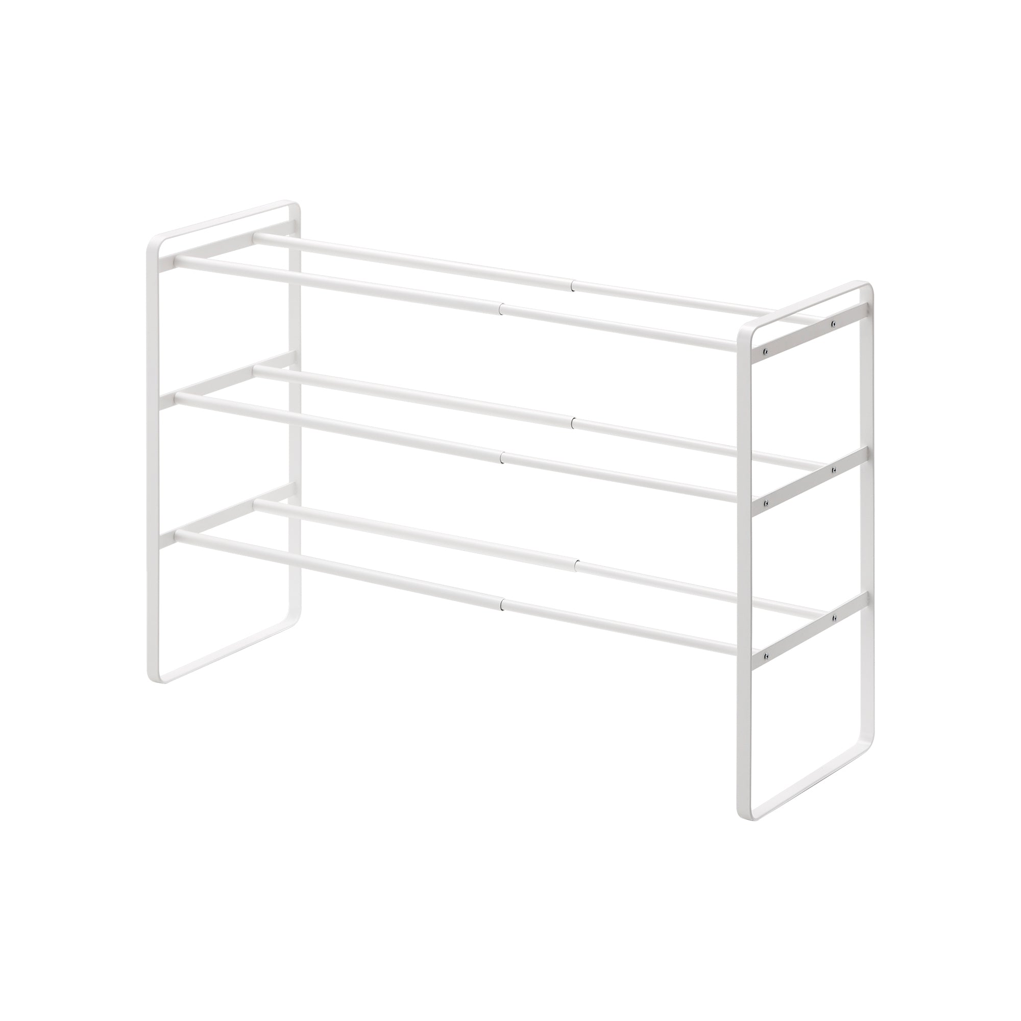 3-Tier Expandable Shoe Rack - 18 Inch Height Steel Organizer for Entryway, Closet & Bedroom Storage - Space Saving Shoe Shelf for Sneakers, Boots & Sandals