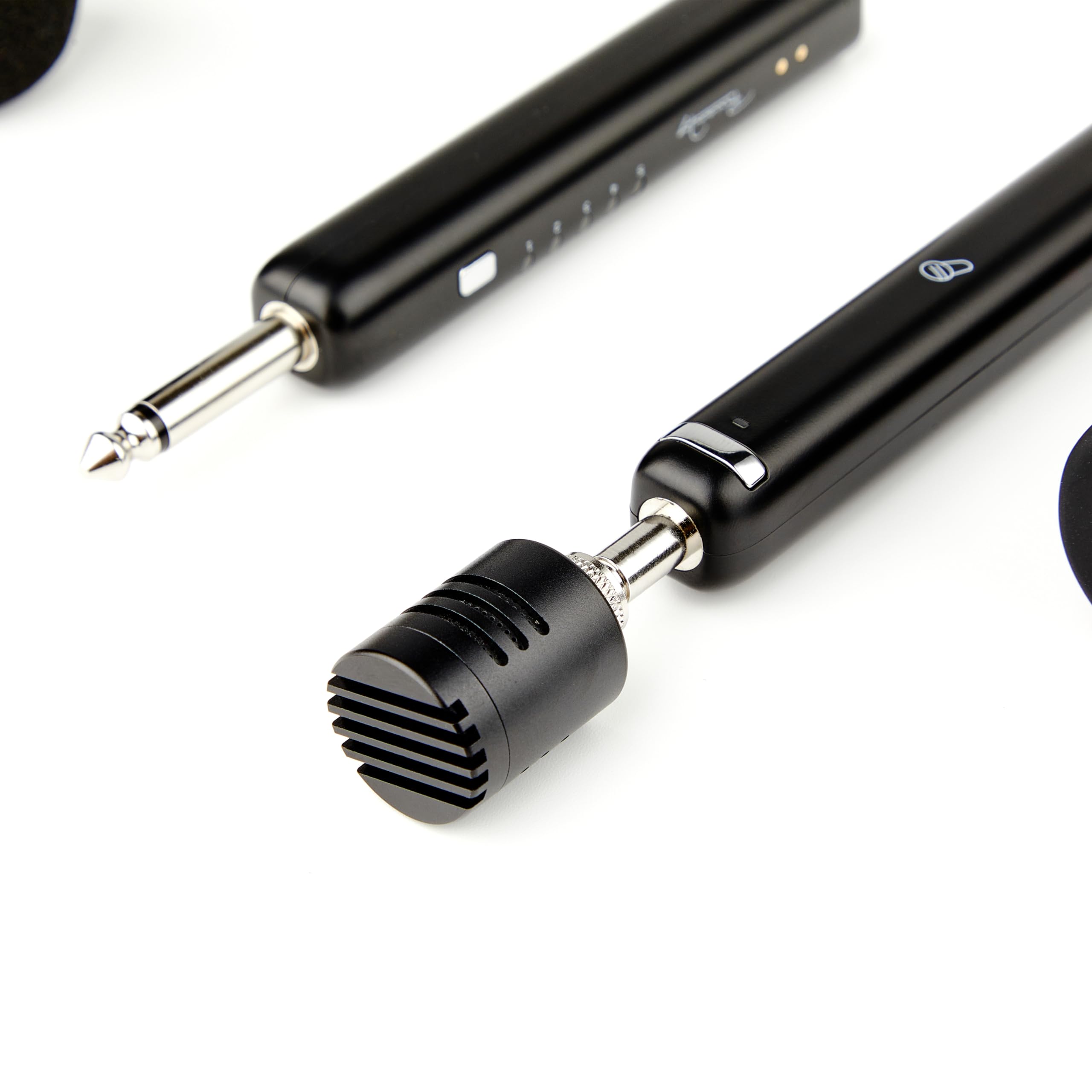 Rechargeable Wireless Lollipop Microphone - 30-Hour Battery Life UHF Band Transmitter & Receiver for Portable Headsets & Lavalier Mics (Black, BF1-MIC) - Perfect for Podcasting, Live Streaming, and Professional Audio Recording