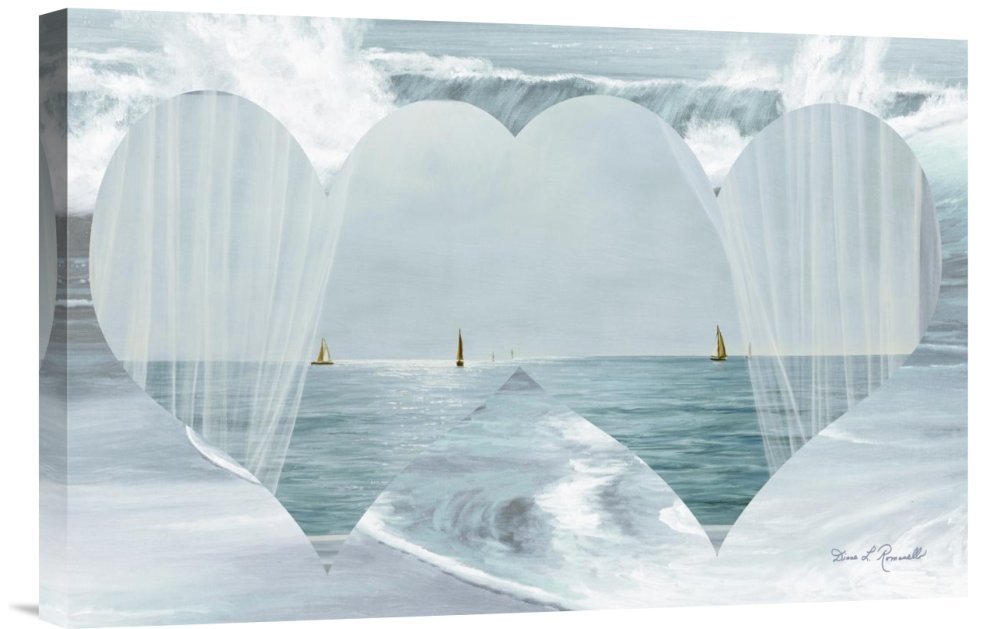 Two Hearts As One Canvas Wall Art Print - Romantic Gallery Wrap Giclee by Diane Romanello - Perfect for Bedroom, Living Room & Wedding Decor