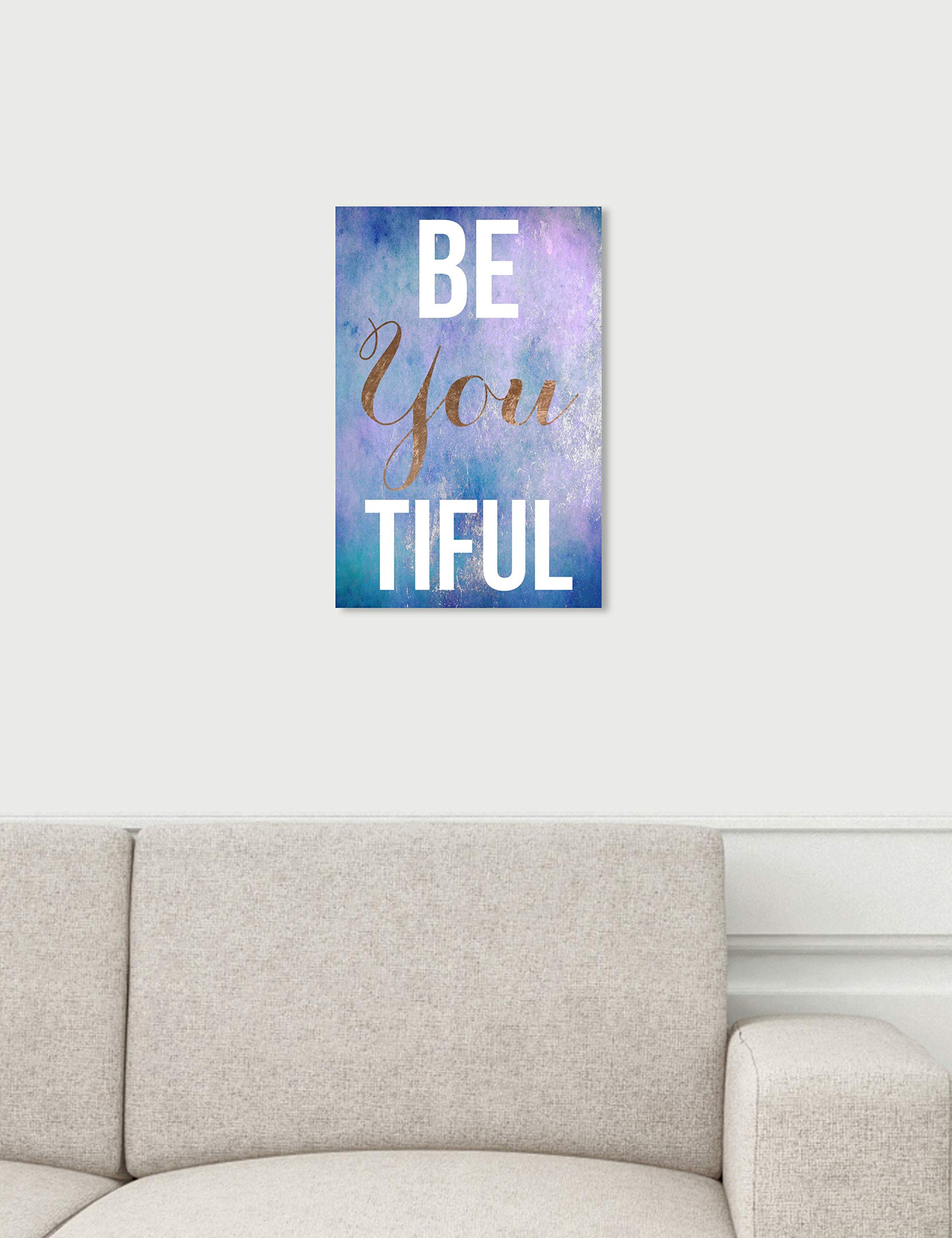 Oliver Gal Artist Co. 'Be You' Wall Art Canvas Print - Inspirational Typography & Quote Home Decor, 10x15 Inches, Blue & Purple - Perfect for Living Room, Bedroom & Office Decor