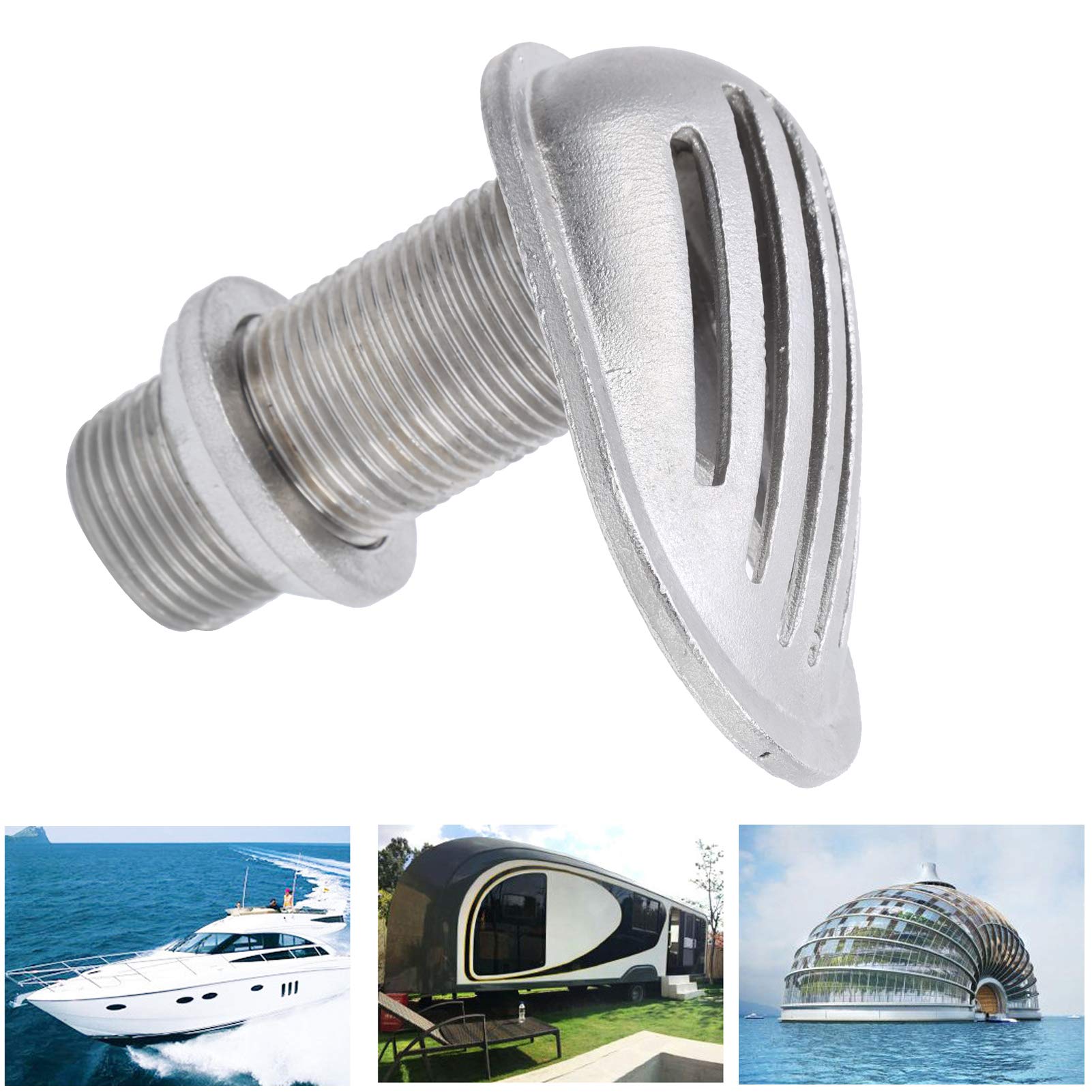 Aramox 316 Stainless Steel Marine Thru-Hull Water Intake Filter - MJS023 Boat Scoop Strainer for Saltwater & Freshwater - Ideal for Yachts, Fishing Boats, and Sailboats
