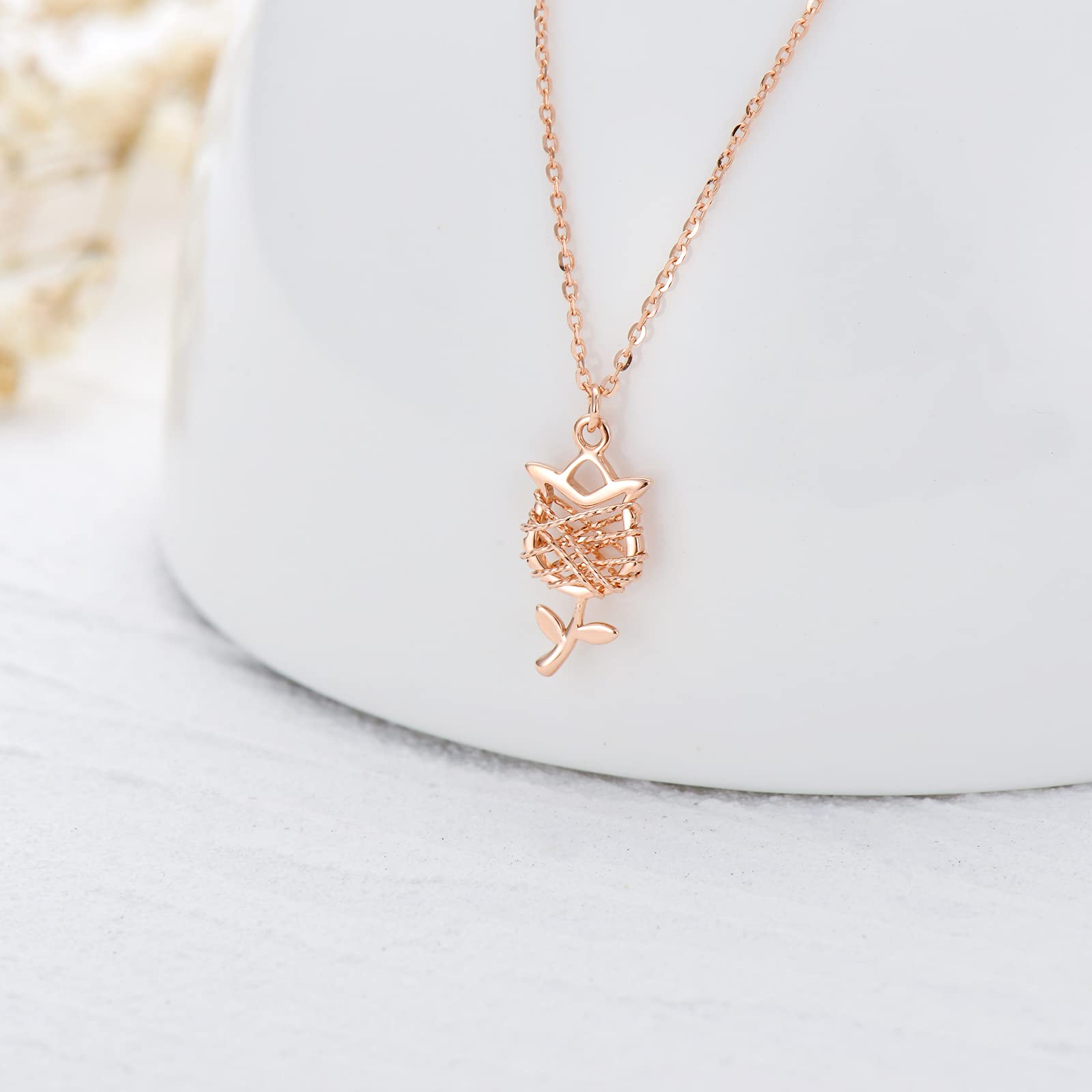 18k Rose Gold Necklace for Women - Elegant Rose Flower Pendant & Chain Jewelry Gift for Her (16-17 Inch) | Perfect for Anniversaries, Valentine's Day & Special Occasions