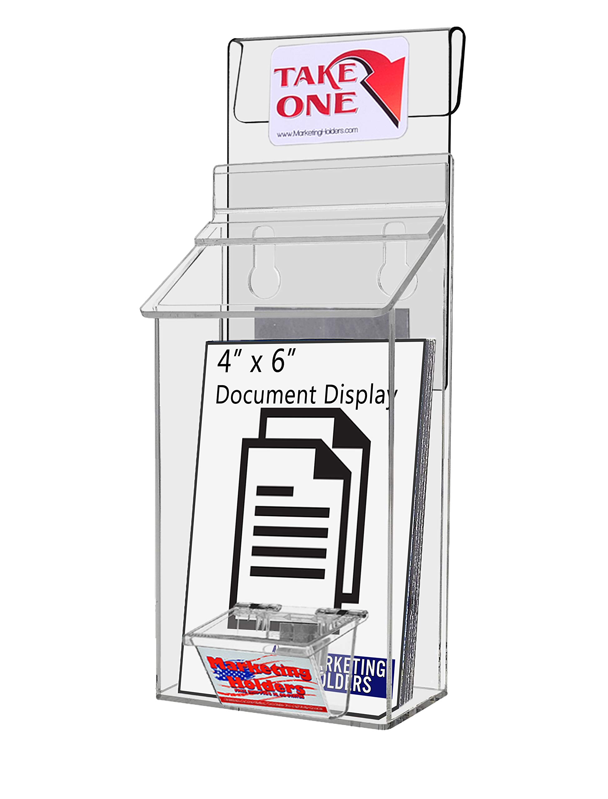 4 Pack Clear Acrylic Brochure Holders with Window Hook - Holds 3.5