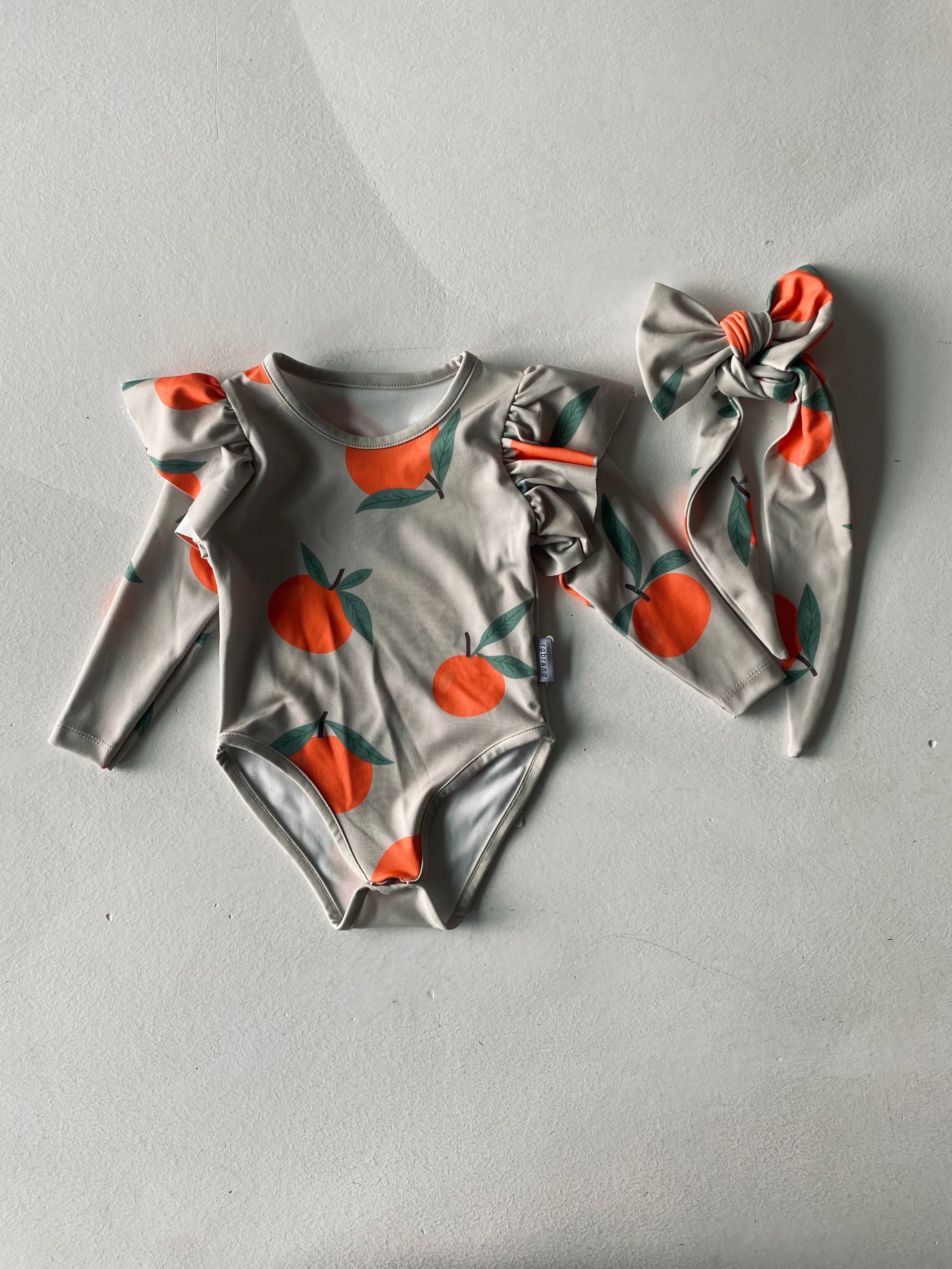 Baby Ruffled Long Sleeve Swimwear with Hair Clip - Perfect for Beach, Pool & Summer Photoshoots