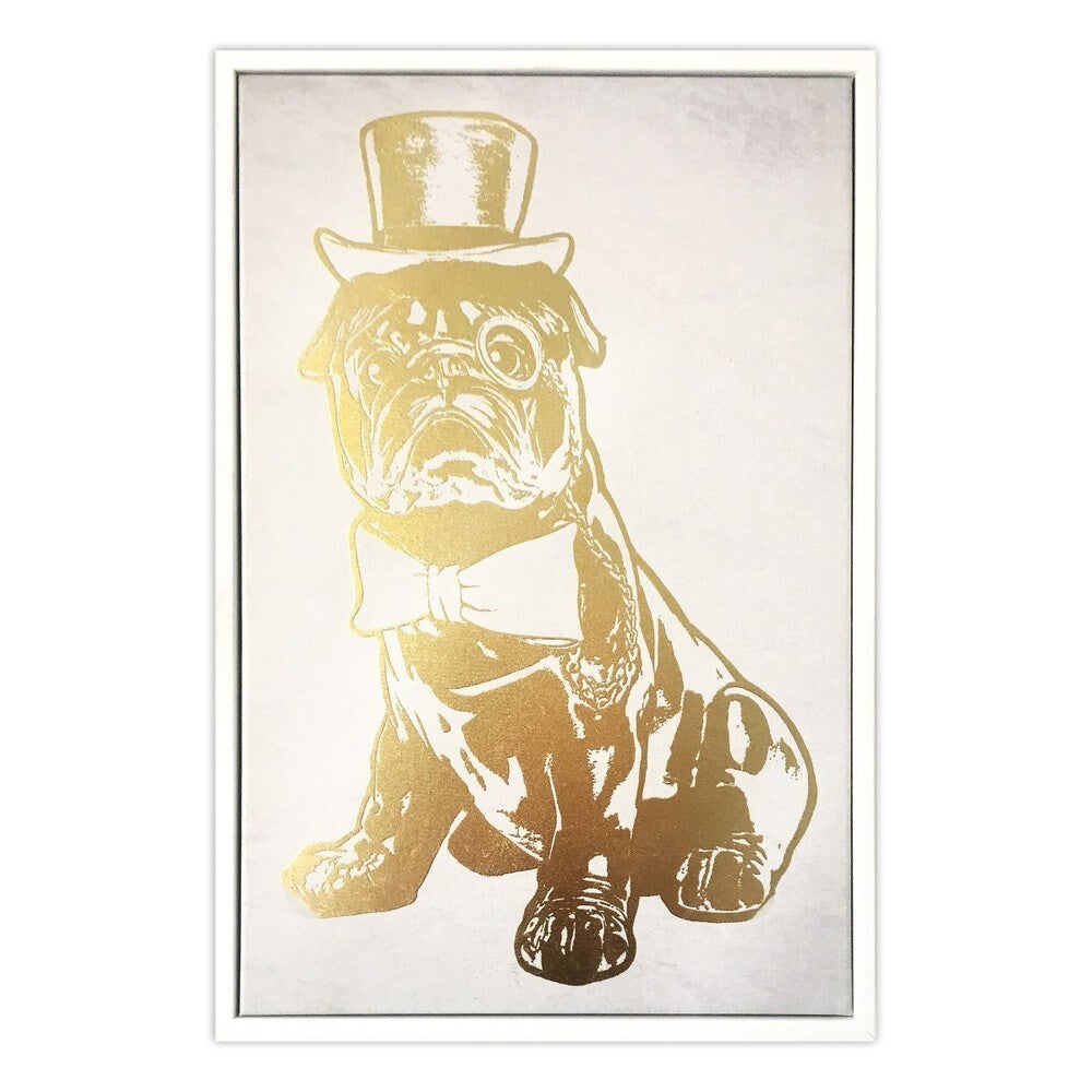 Azzimato Cane Gold Foil Framed Canvas Wall Art - Elegant Home Decor for Living Room, Bedroom & Office