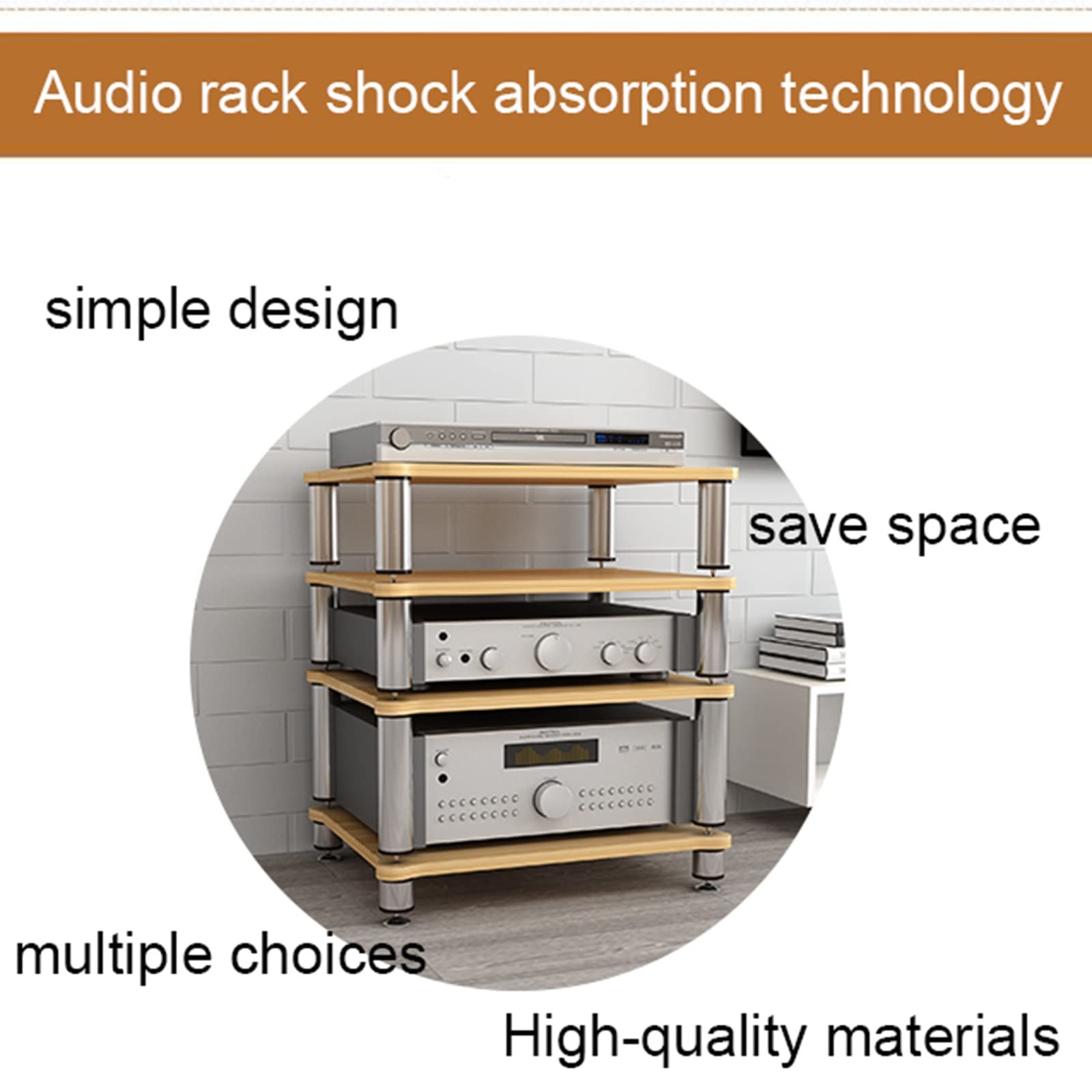 4 Tier Audio Shelf - Sturdy Media Stand & Component Cabinet for HiFi Systems - Perfect for Home Theater, Vinyl Records & Audio Equipment Storage