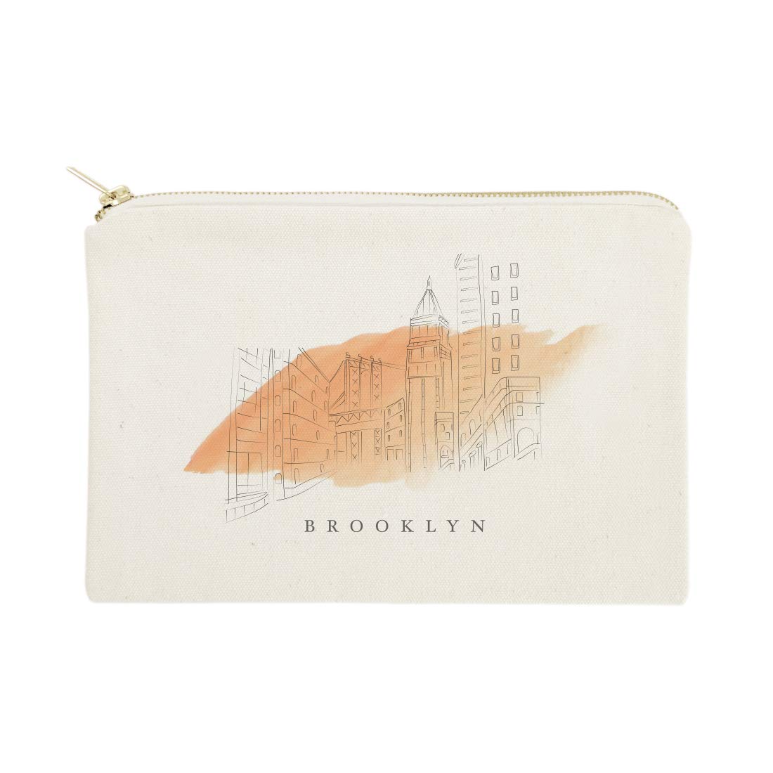 The Cotton & Canvas Co. Brooklyn Skyline Cosmetic Bag - Travel Makeup Pouch, NYC Souvenir Gift for Women, Perfect for Daily Use & Vacation Essentials Storage