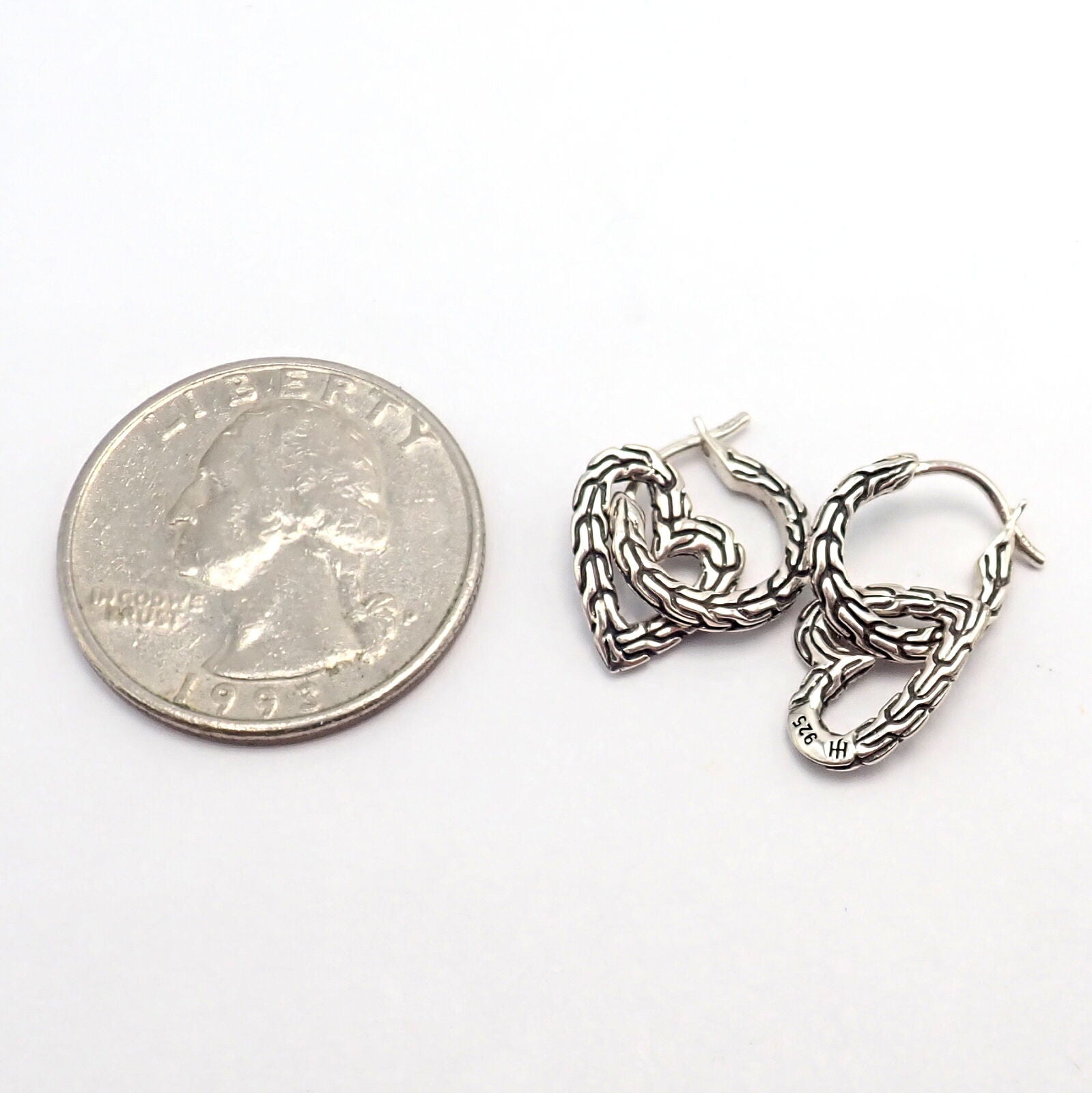 Authentic John Hardy JH Sterling Silver Manah Heart Earrings for Women - Elegant Jewelry Gift for Valentine's Day, Anniversary & Special Occasions