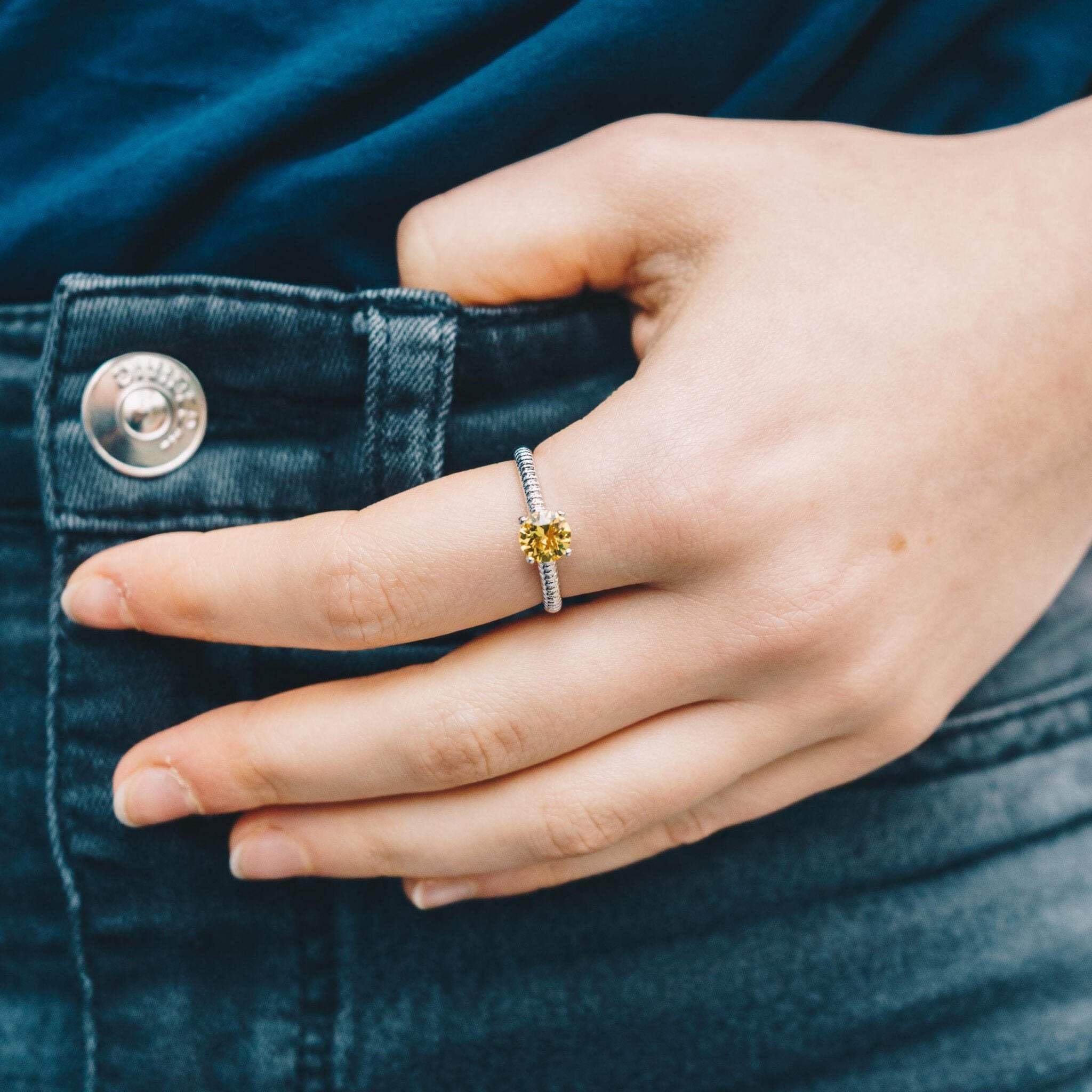 Topaz Birthstone Ring with Zirconia for November Birthdays & Gifts