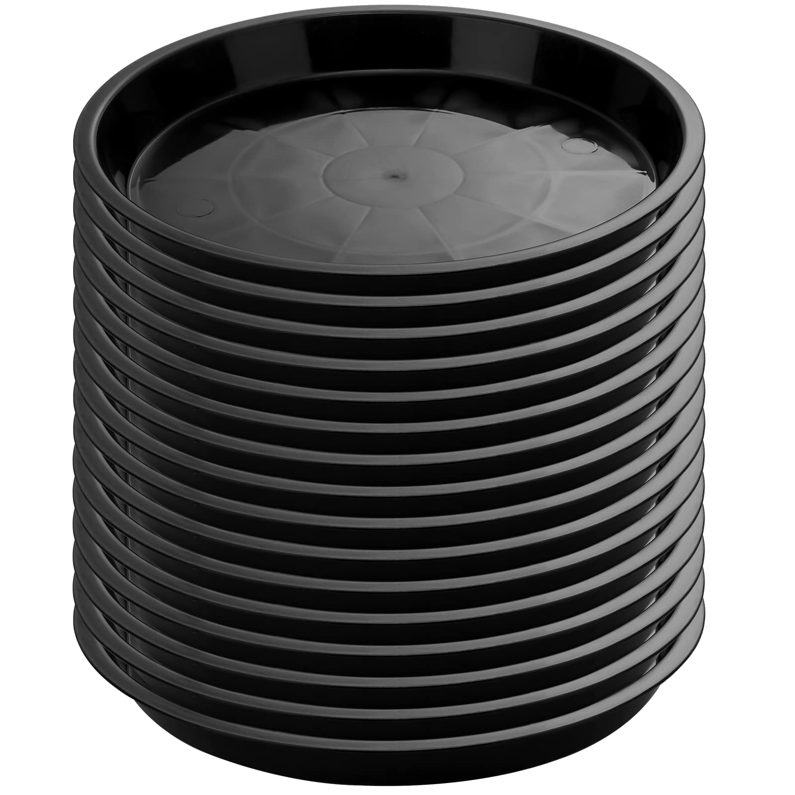 16 Pack 11.8 Inch Heavy Duty Plastic Plant Saucers - Round Drip Trays for Indoor/Outdoor Planters, Garden & Flower Pots - Perfect for Home Decor, Patio & Balcony Gardening (Black)