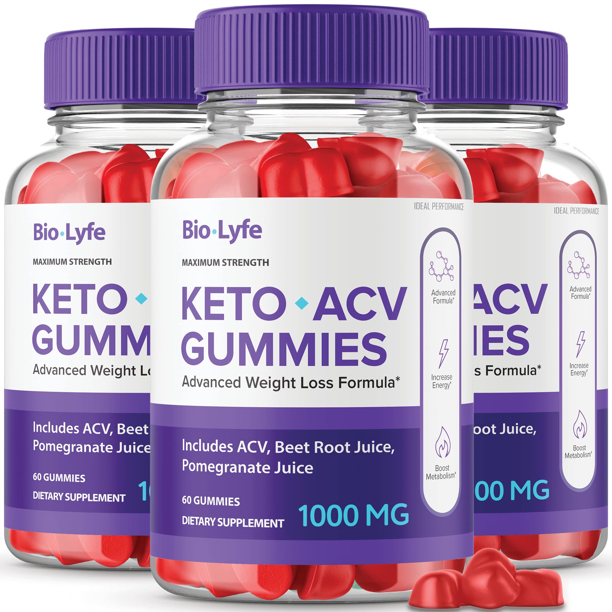 Biolyfe Keto ACV Gummies (3 Pack, 180 Gummies) - Apple Cider Vinegar Supplement for Weight Loss & Energy Boost - Perfect for Ketogenic Diet & Low-Carb Lifestyle